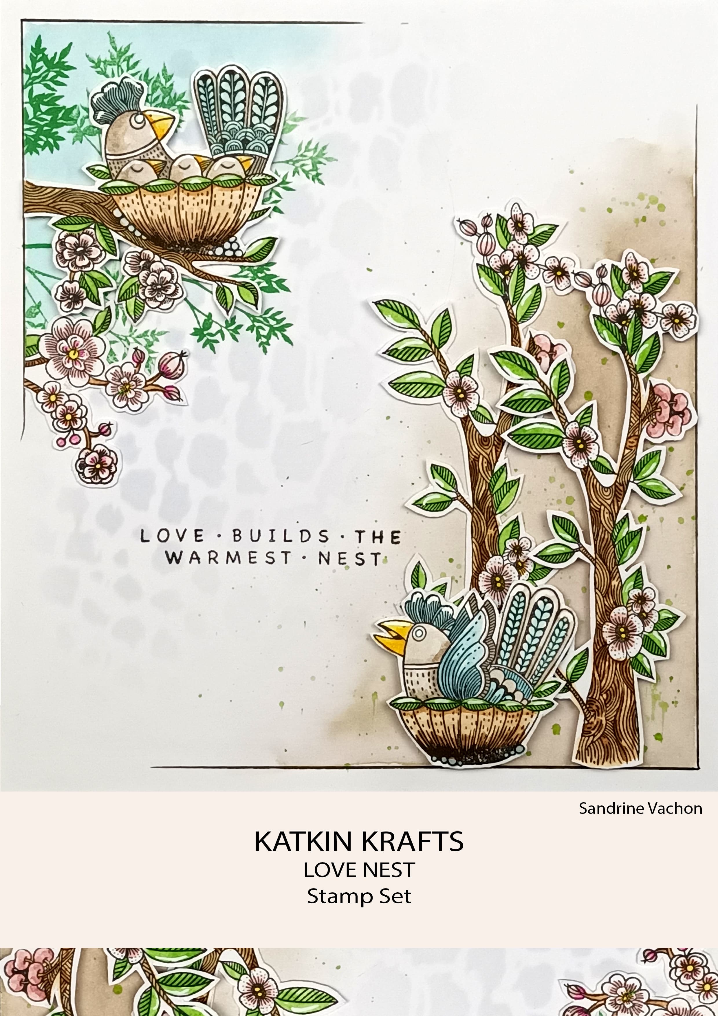 Katkin Krafts Love Nest 6 in x 8 in Clear Stamp Set