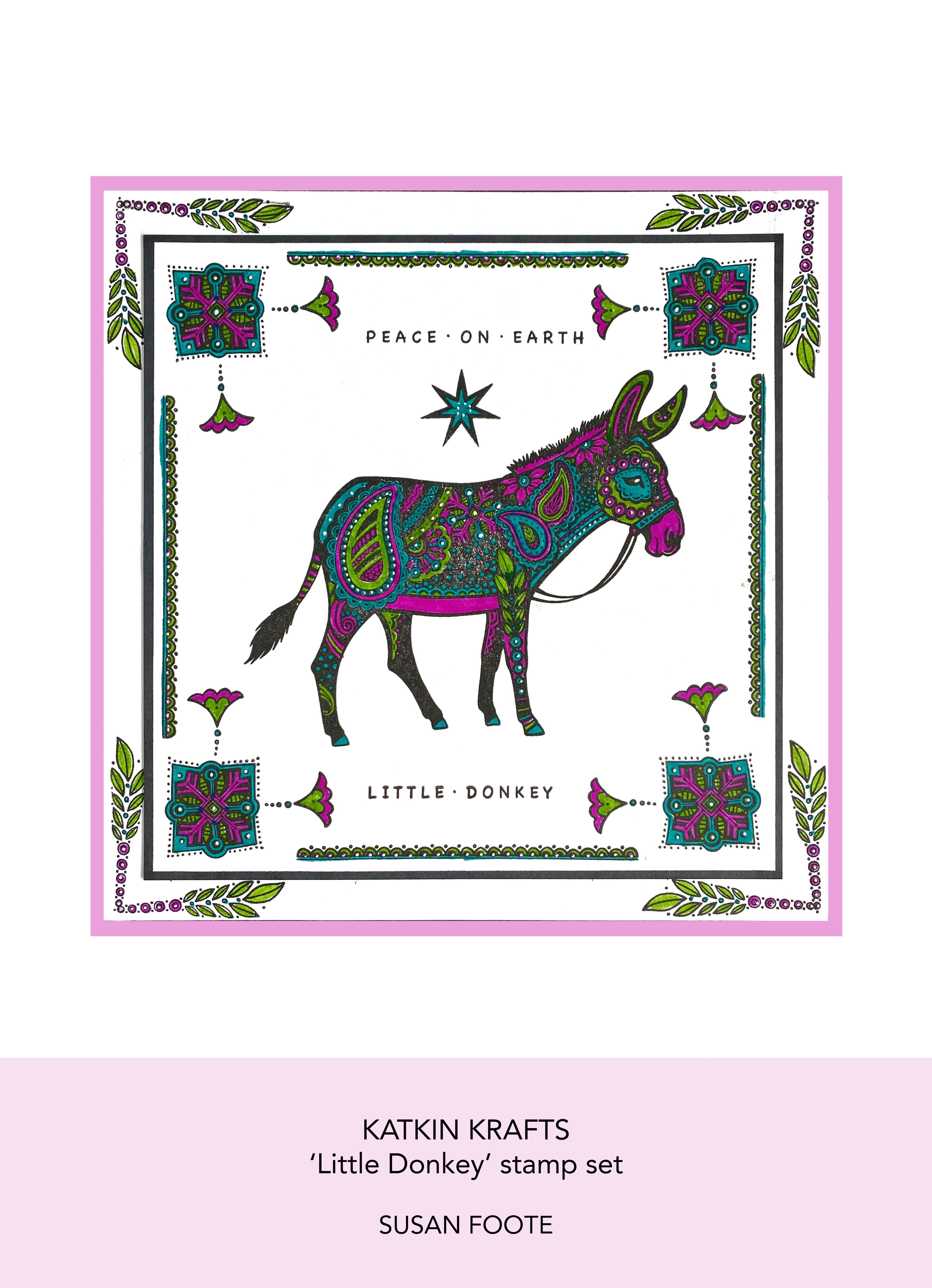 Katkin Krafts Little Donkey 6 in x 8 in Clear Stamp Set