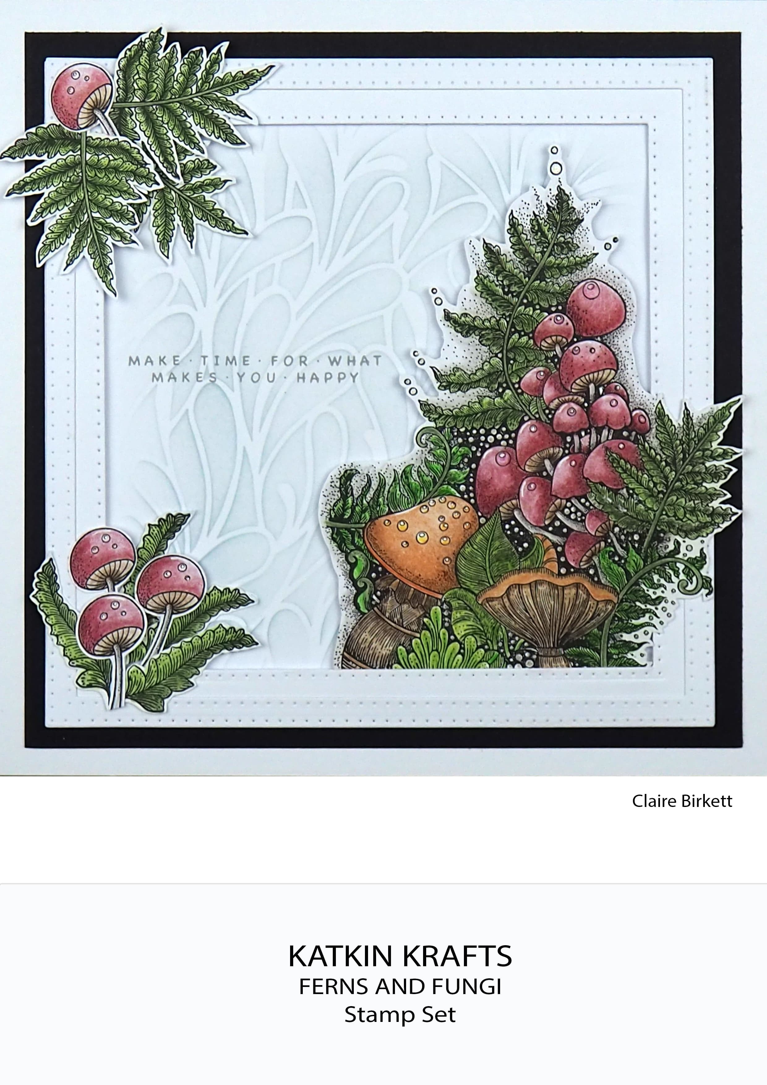 Katkin Krafts Ferns and Fungi 6 in x 8 in Clear Stamp Set