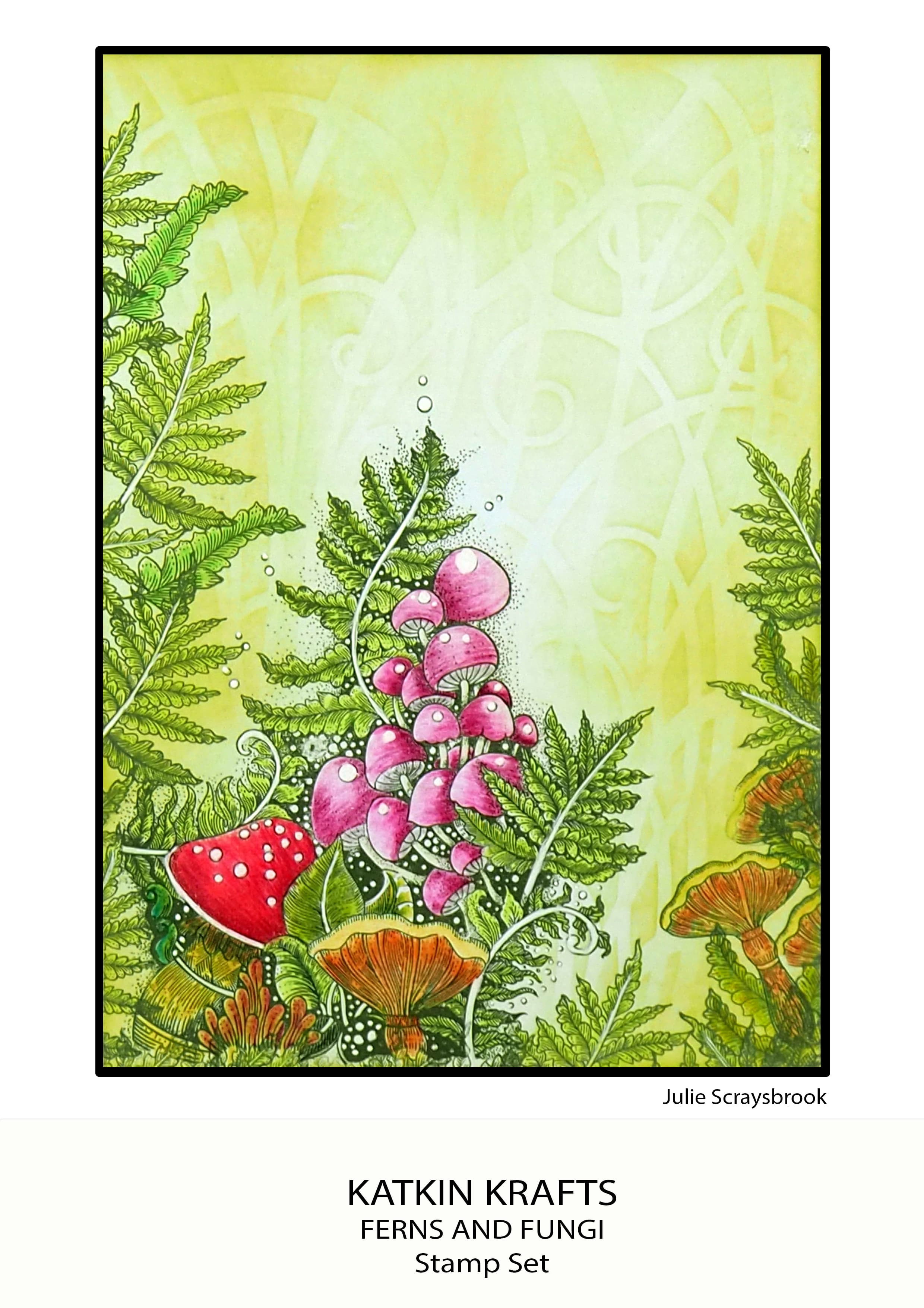 Katkin Krafts Ferns and Fungi 6 in x 8 in Clear Stamp Set