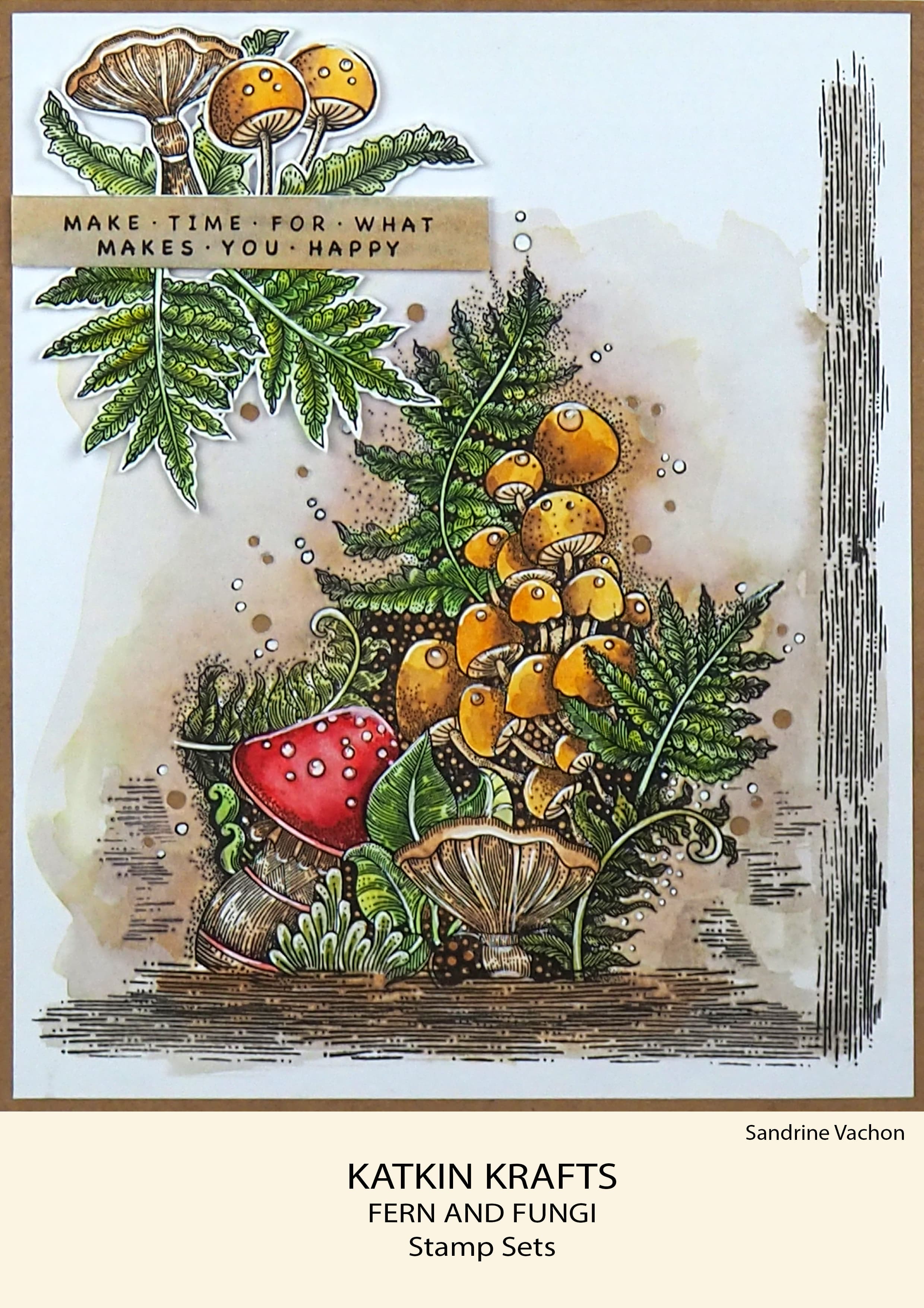 Katkin Krafts Ferns and Fungi 6 in x 8 in Clear Stamp Set