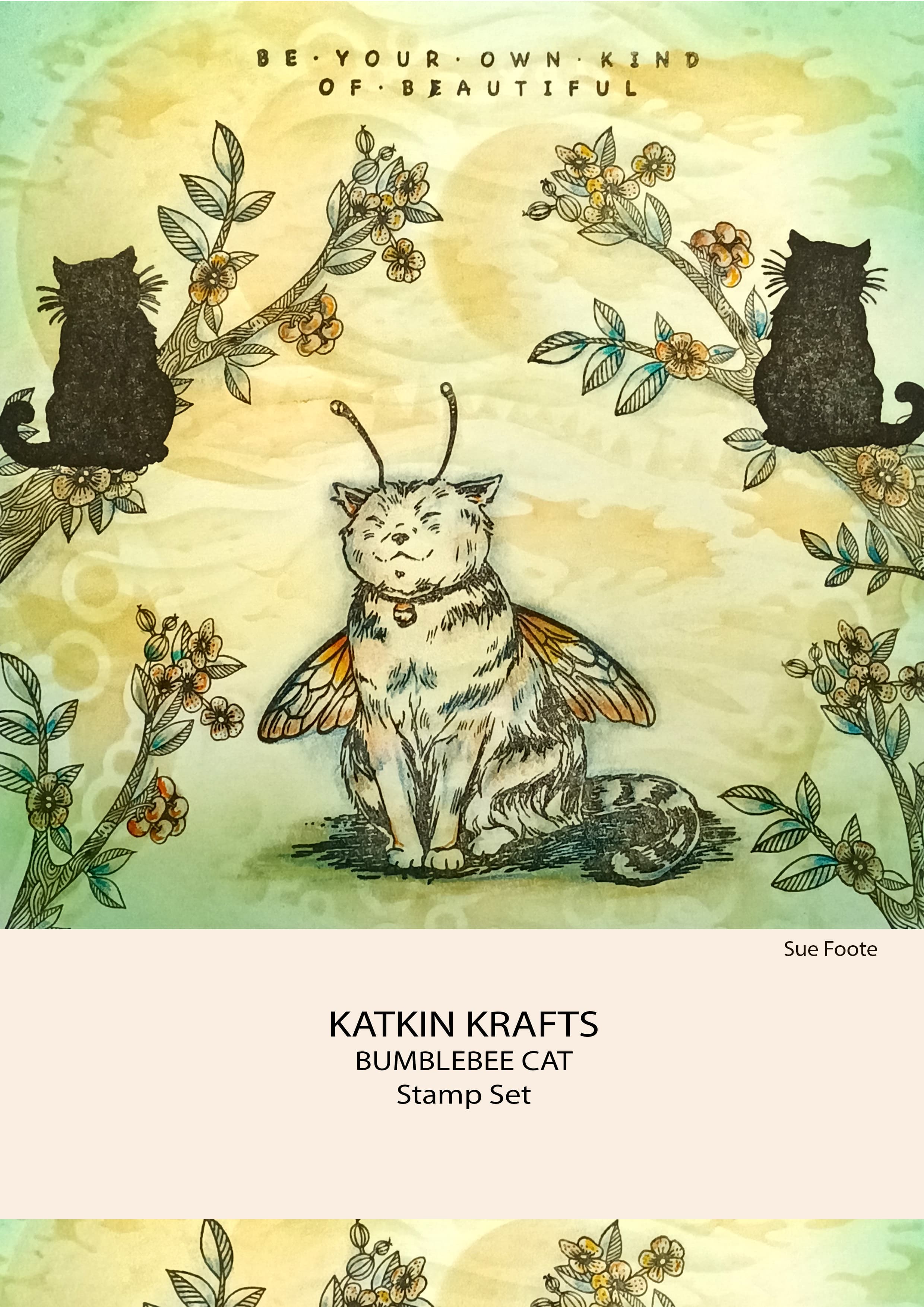 Katkin Krafts Bumblebee Cat 6 in x 8 in Clear Stamp Set