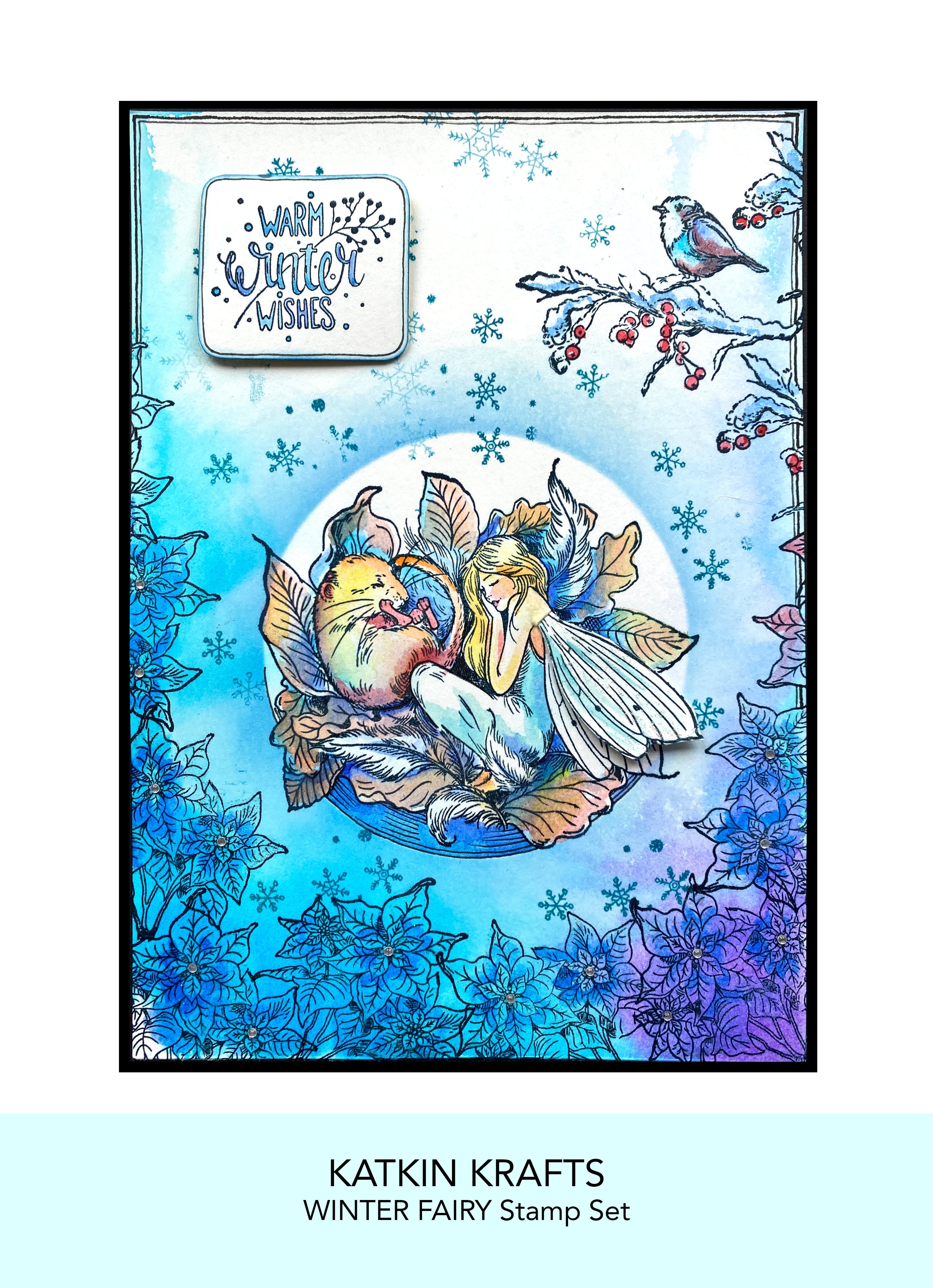 Katkin Krafts Winter Fairy 6 in x 8 in Clear Stamp Set