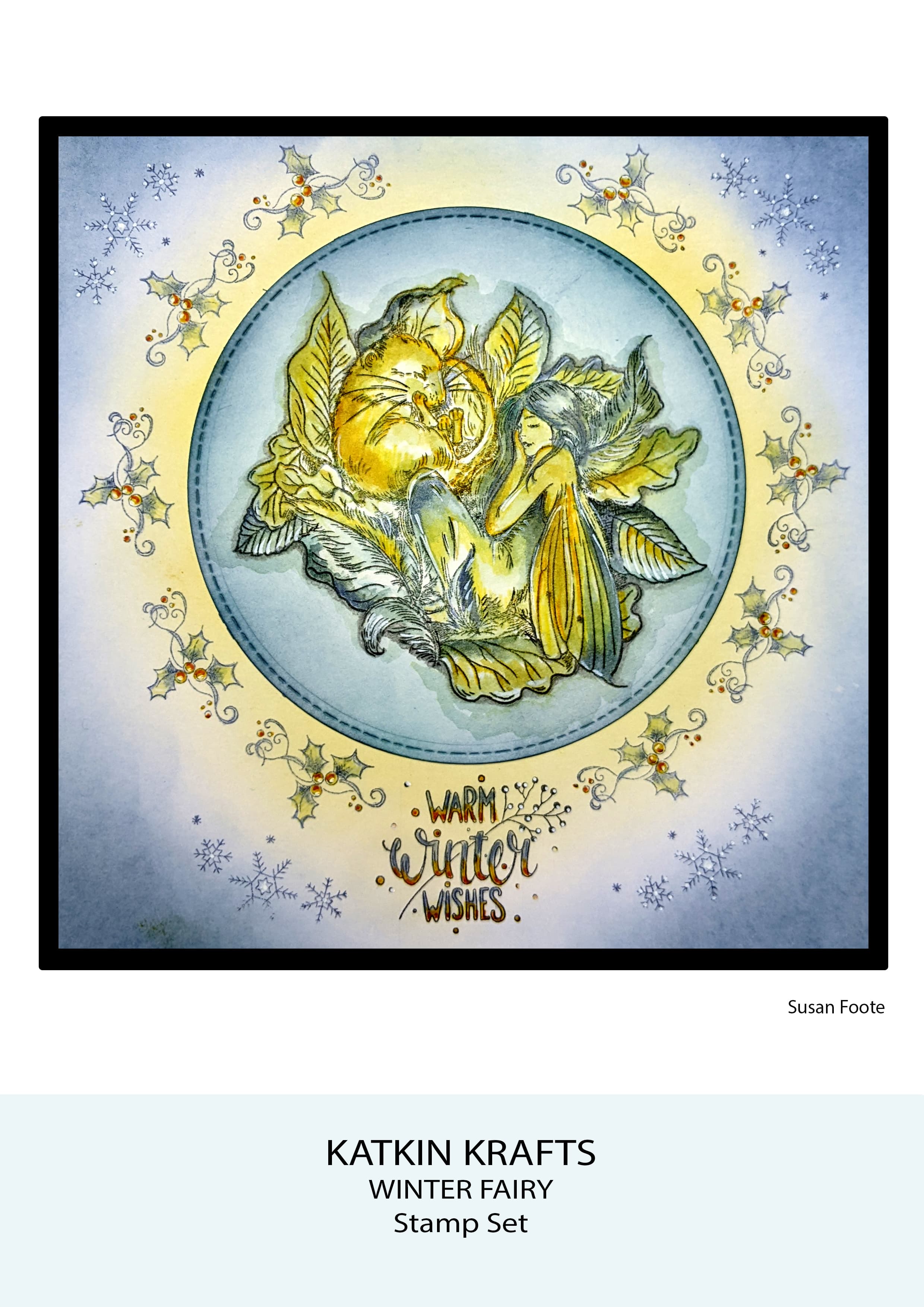 Katkin Krafts Winter Fairy 6 in x 8 in Clear Stamp Set