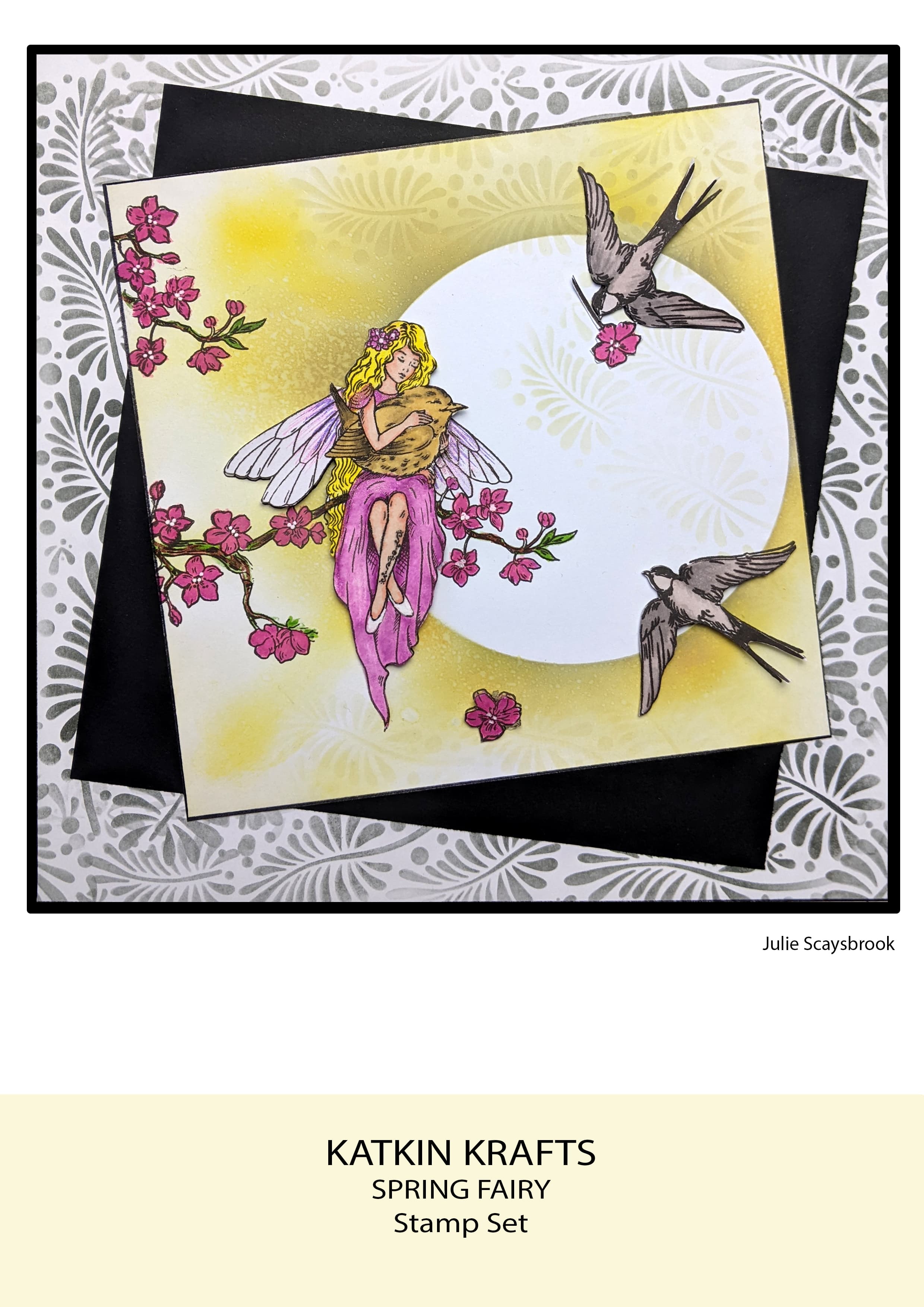 Katkin Krafts Spring Fairy 6 in x 8 in Clear Stamp Set