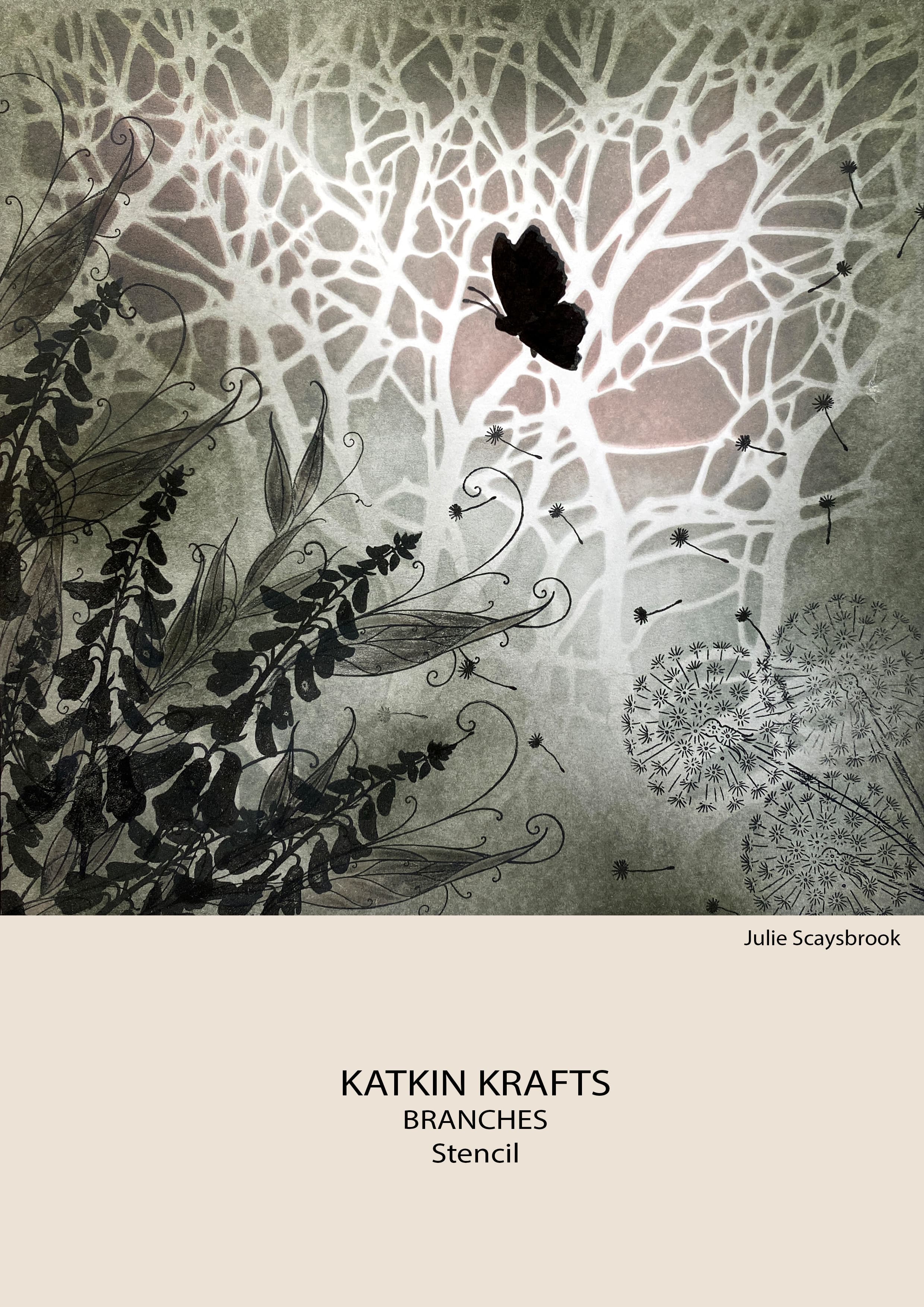 Katkin Krafts Branches 7 in x 7 in Stencil