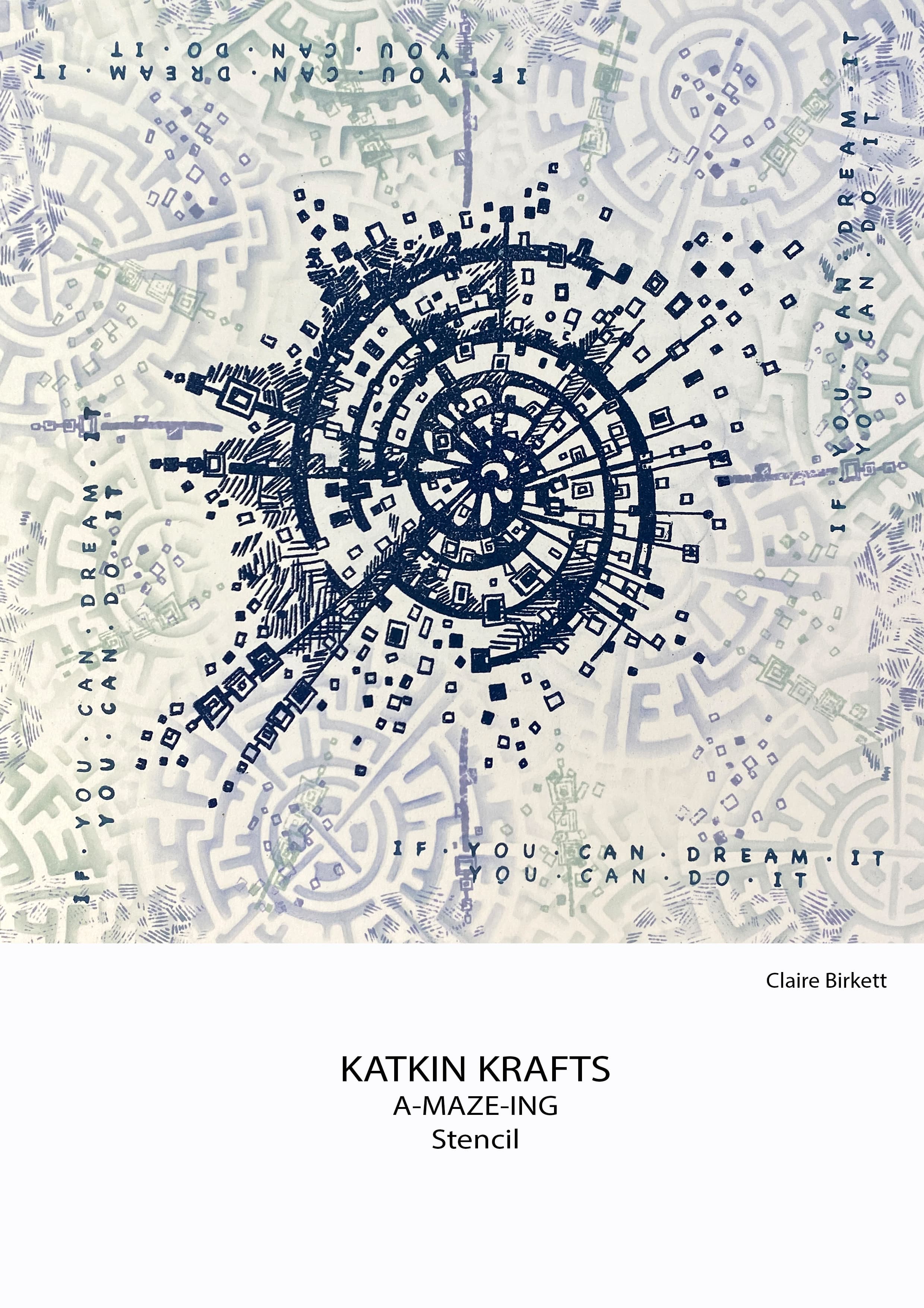 Katkin Krafts A-maze-ing 7 in x 7 in Stencil