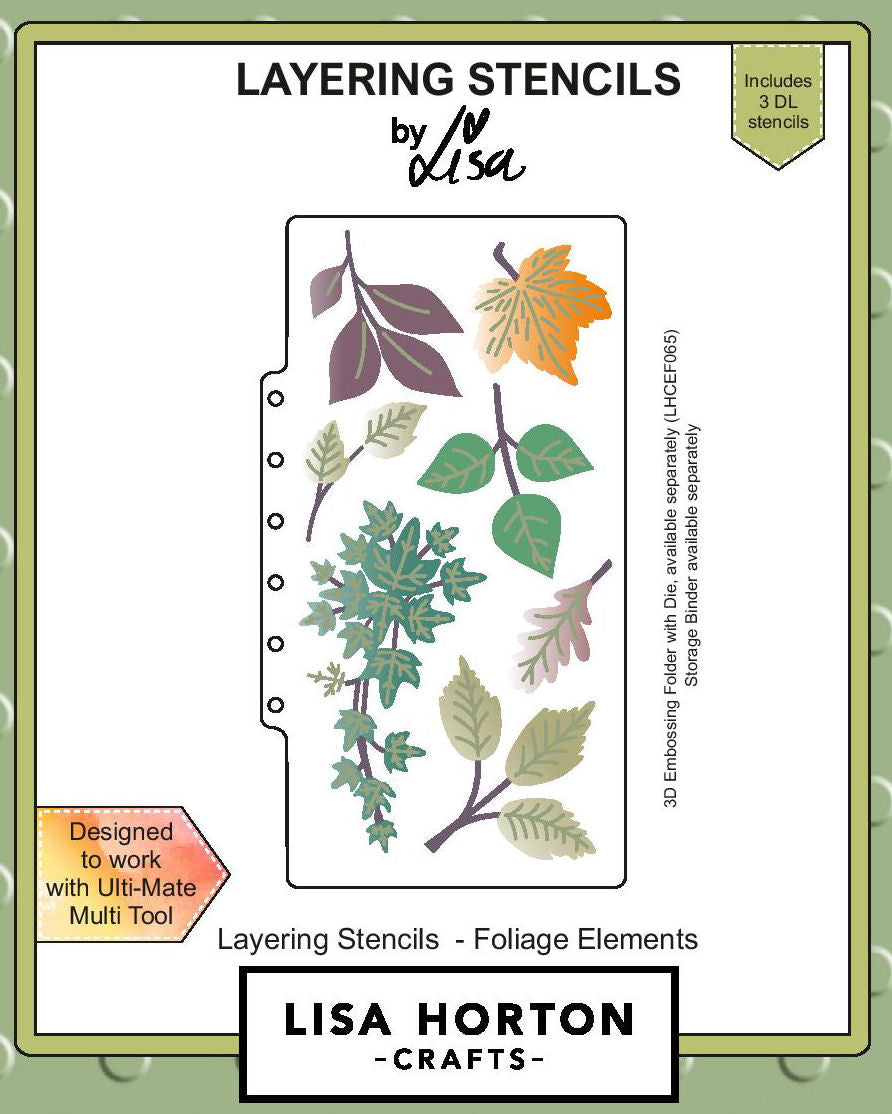 Lisa Horton Crafts Slimline Layering Stencils - Foliage Elements