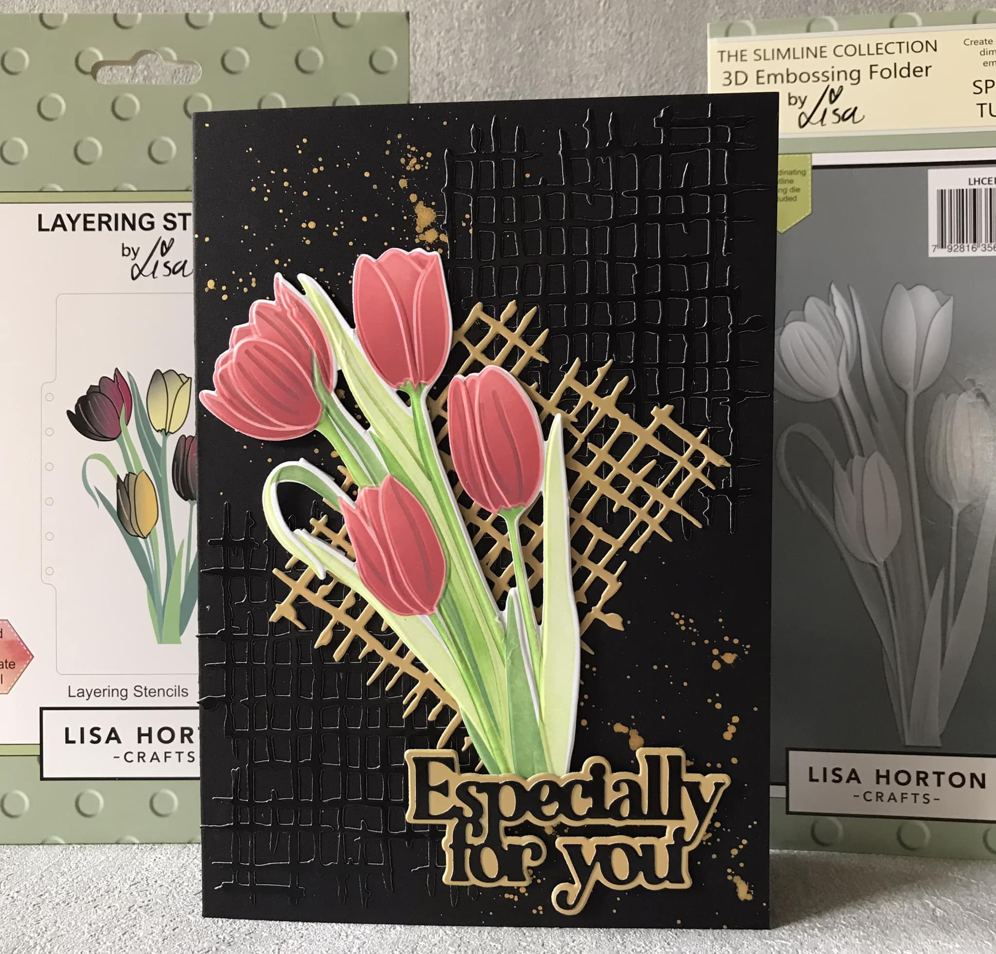 Lisa Horton Crafts Tulips Slimline Layering Stencils