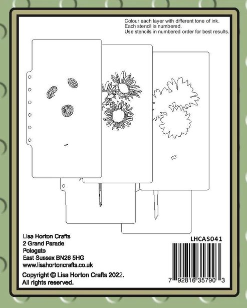 Lisa Horton Crafts Sunflower Spray Slimline Layering Stencils