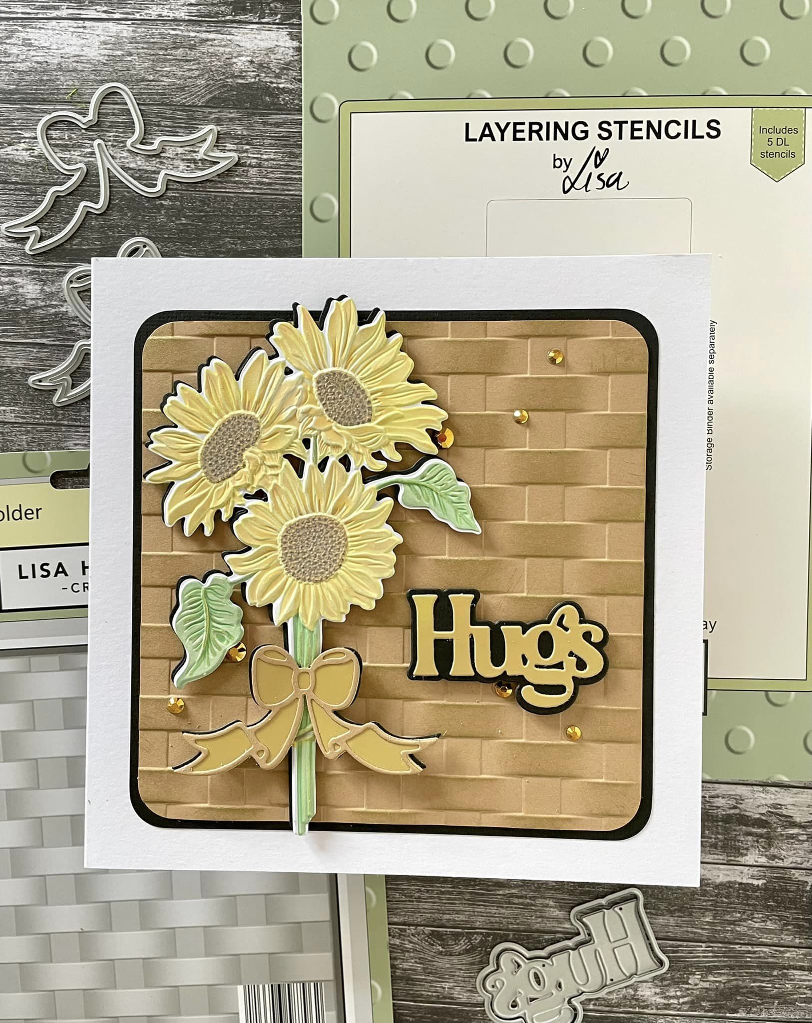 Lisa Horton Crafts Sunflower Spray Slimline Layering Stencils