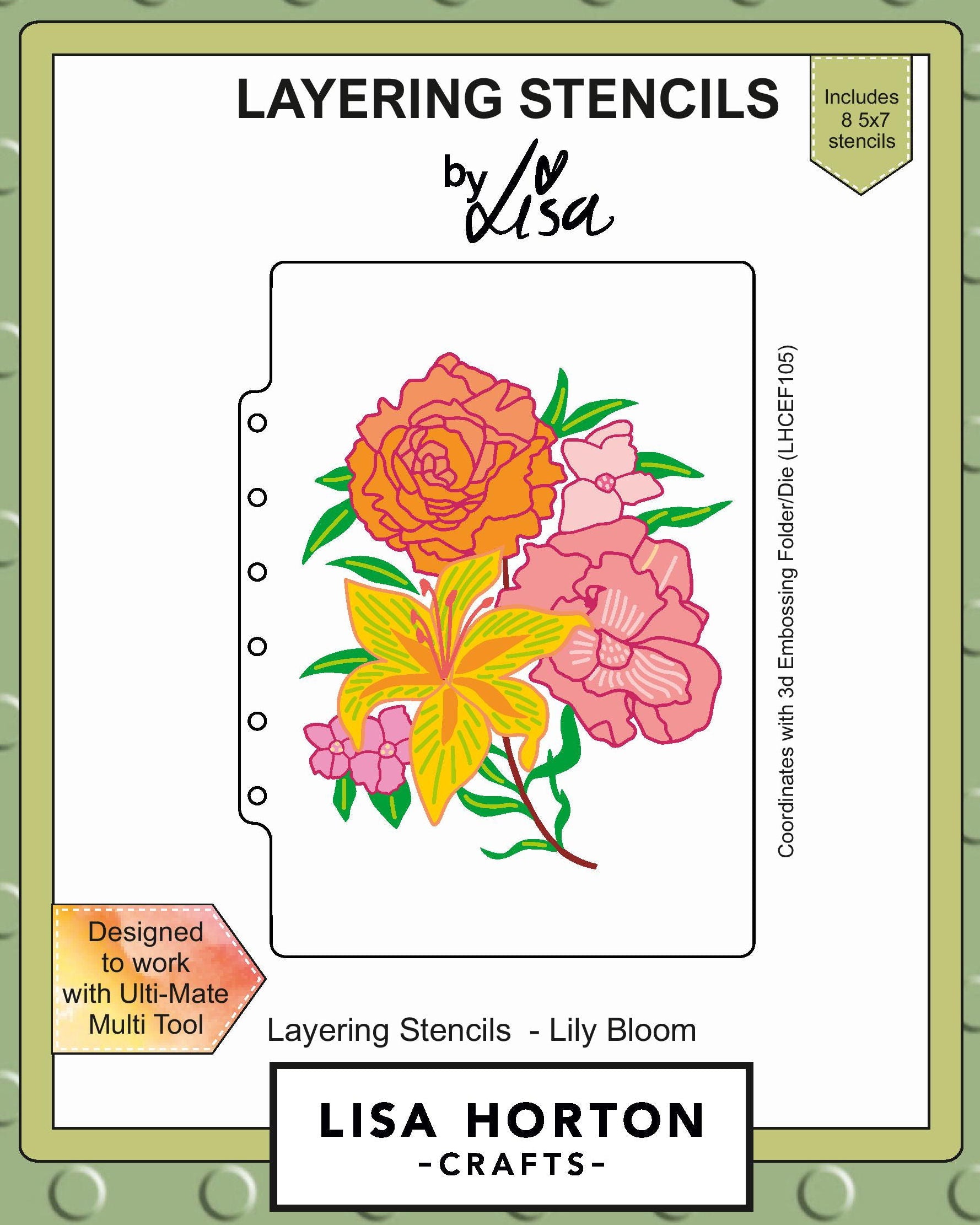 Lisa Horton Crafts Lily Bloom 5x7 Layering Stencils