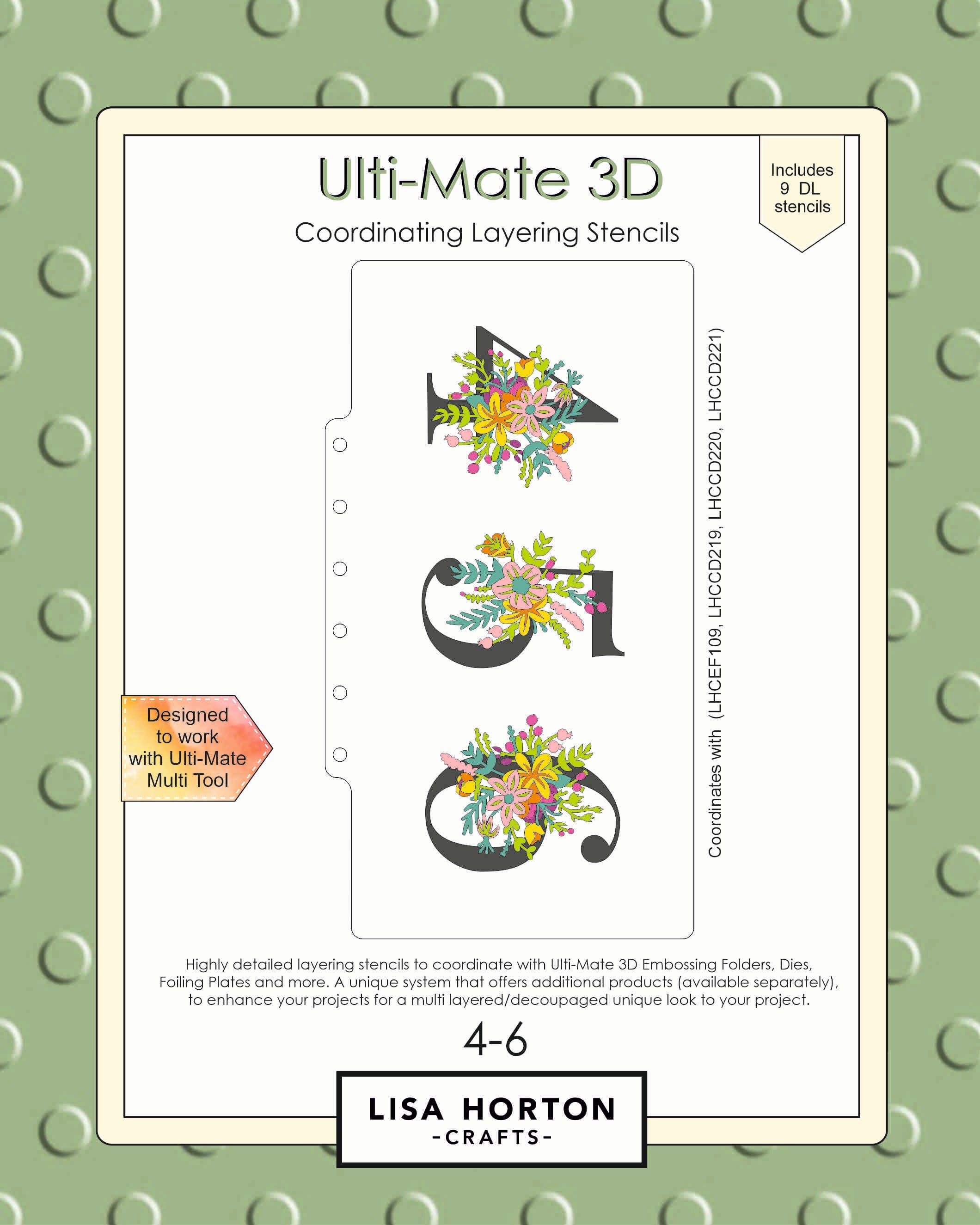 Lisa Horton Crafts Ulti-Mate 3D Slimline Layering Stencils 4-6