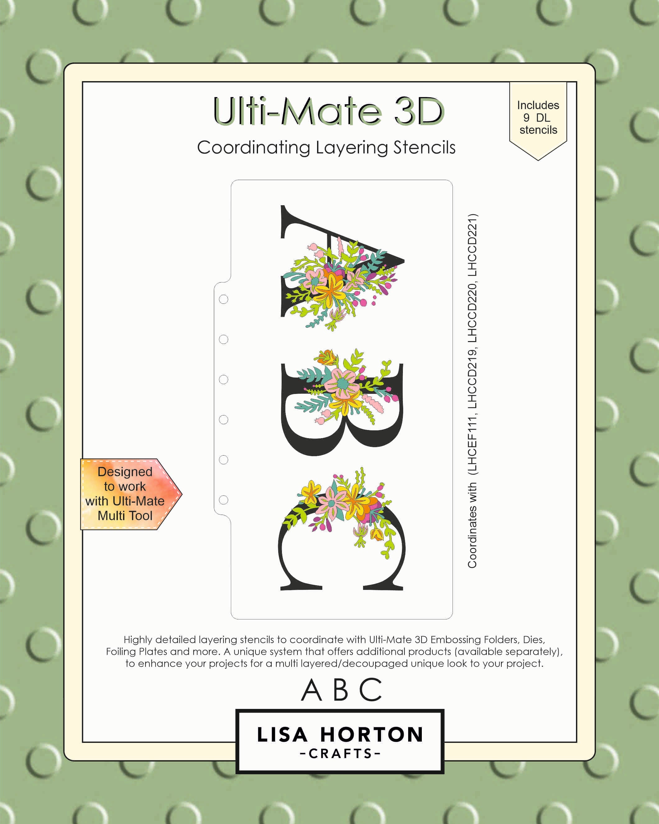 Lisa Horton Crafts Ulti-Mate 3D Slimline Layering Stencils ABC
