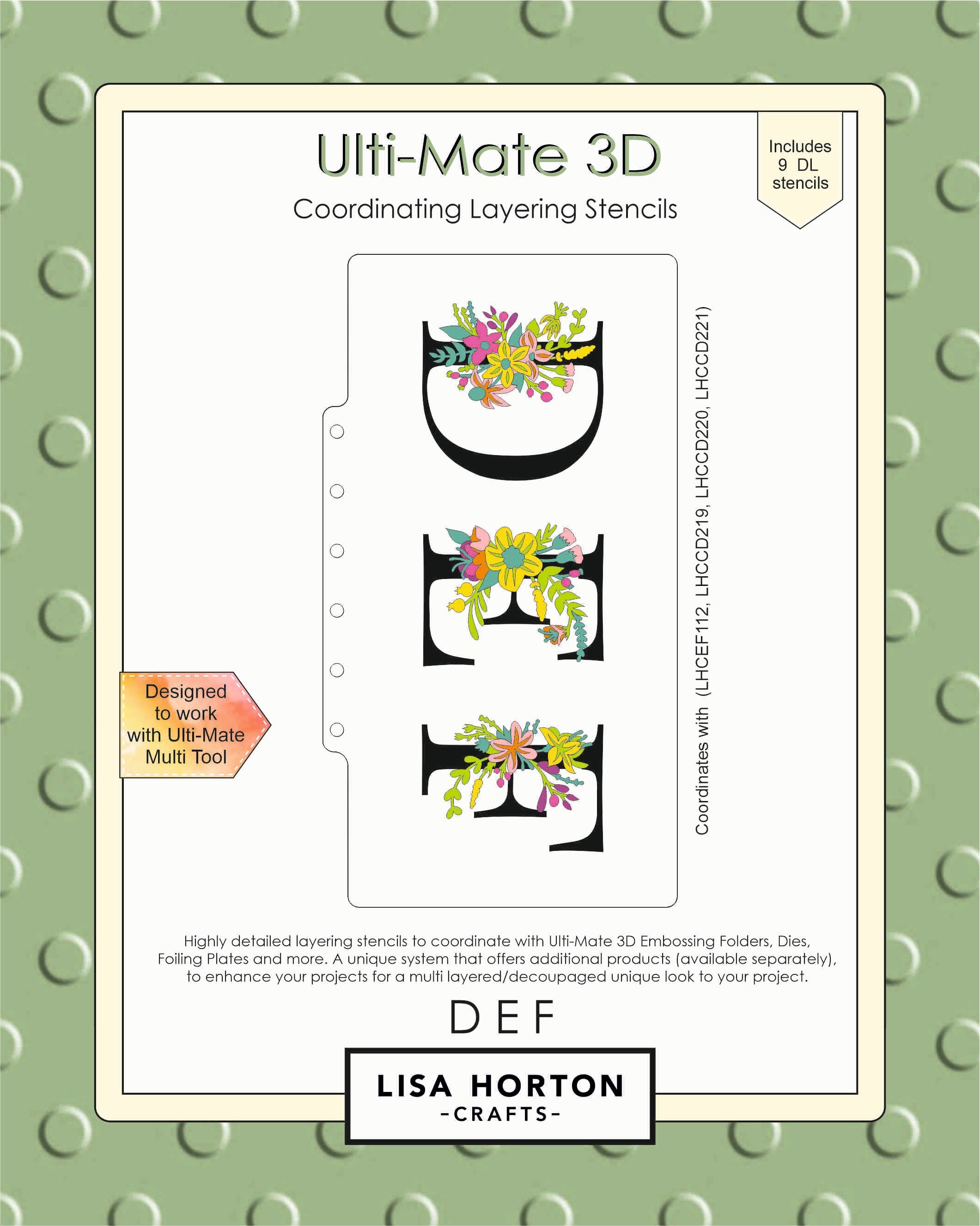 Lisa Horton Crafts Ulti-Mate 3D Slimline Layering Stencils DEF