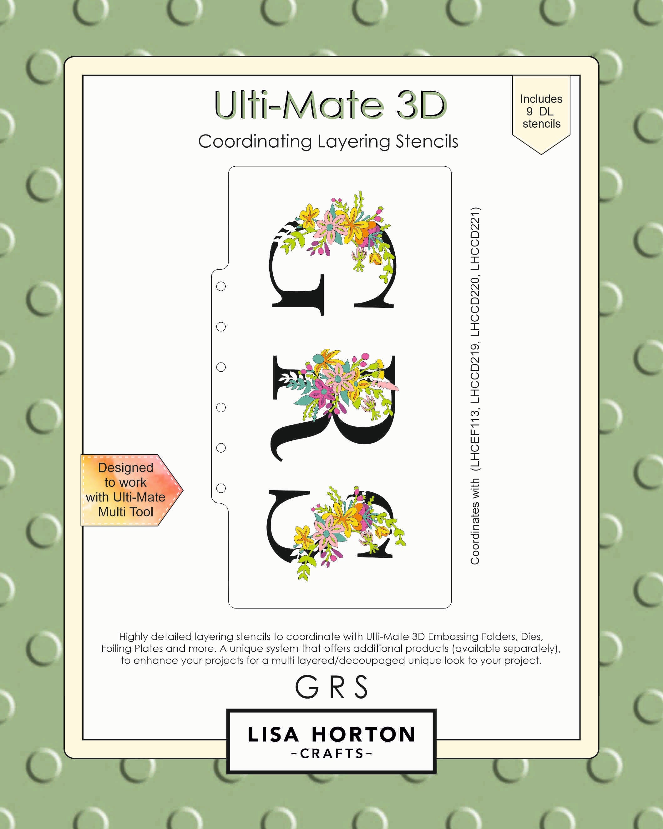 Lisa Horton Crafts Ulti-Mate 3D Slimline Layering Stencils GRS