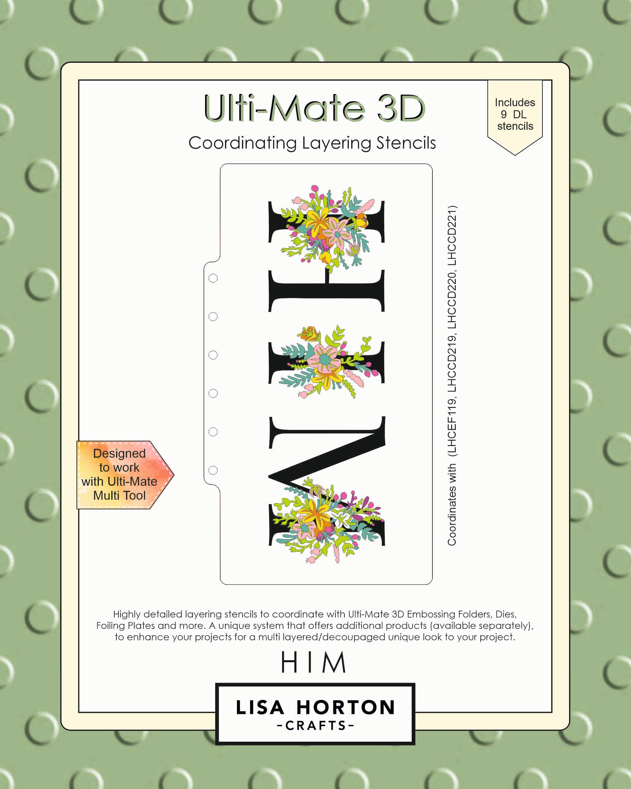 Lisa Horton Crafts Ulti-Mate 3D Slimline Layering Stencils HIM