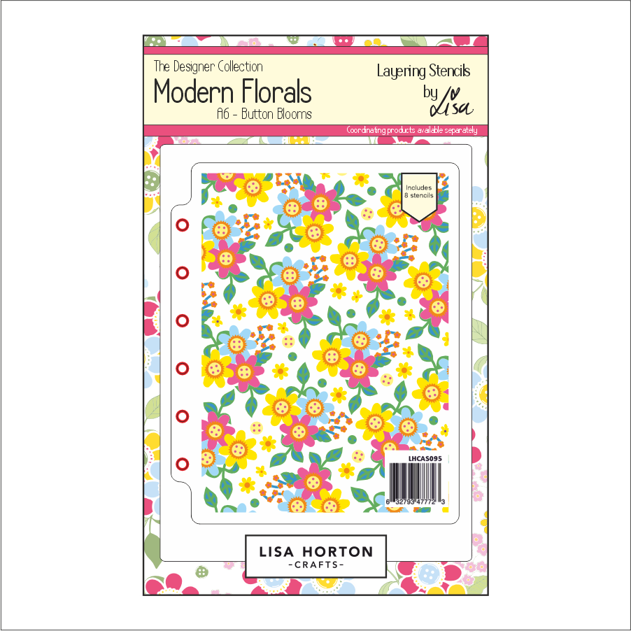 Lisa Horton Crafts Modern Florals - Button Blooms A6 Layering Stencils