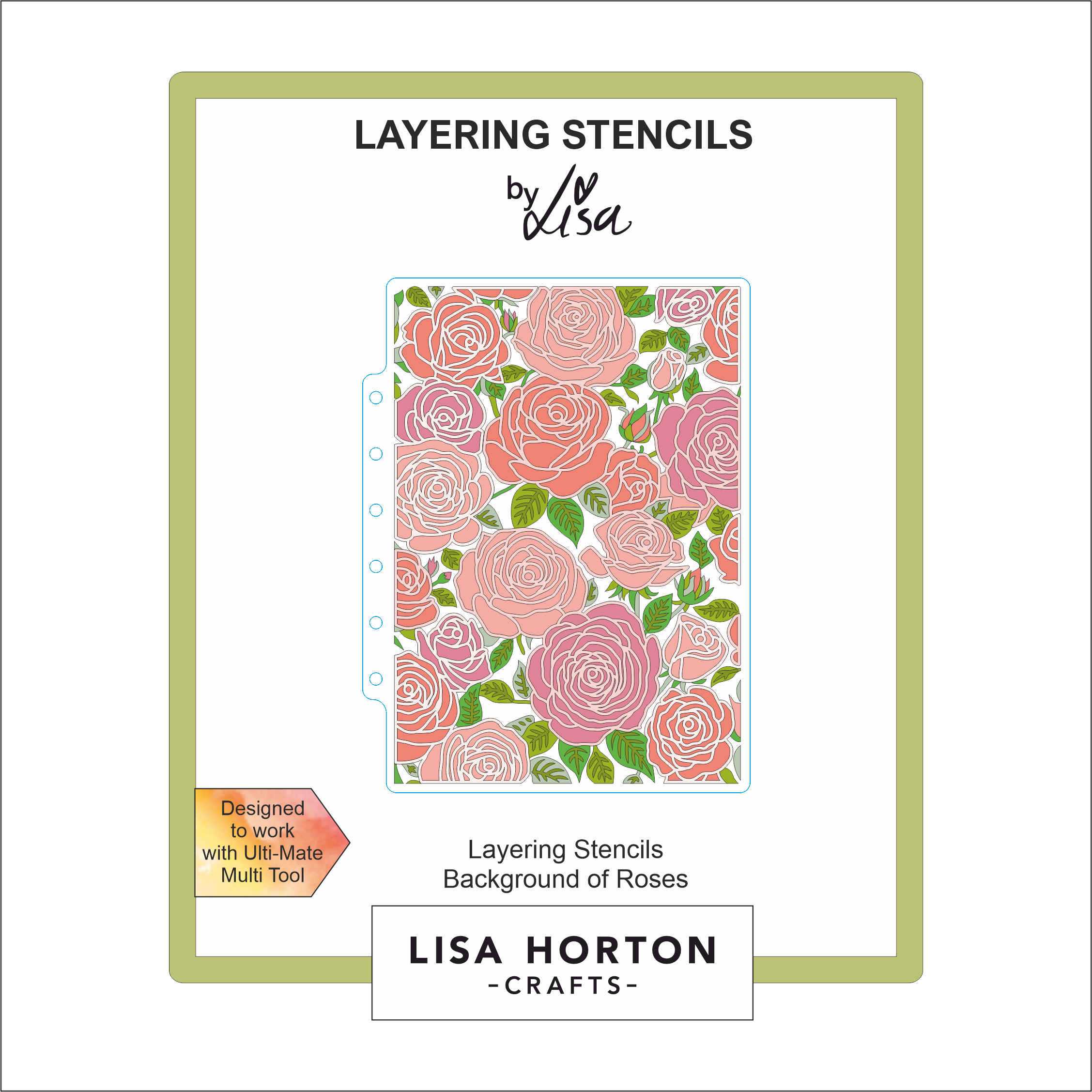 Lisa Horton Crafts Background Of Roses 5x7 Layering Stencils