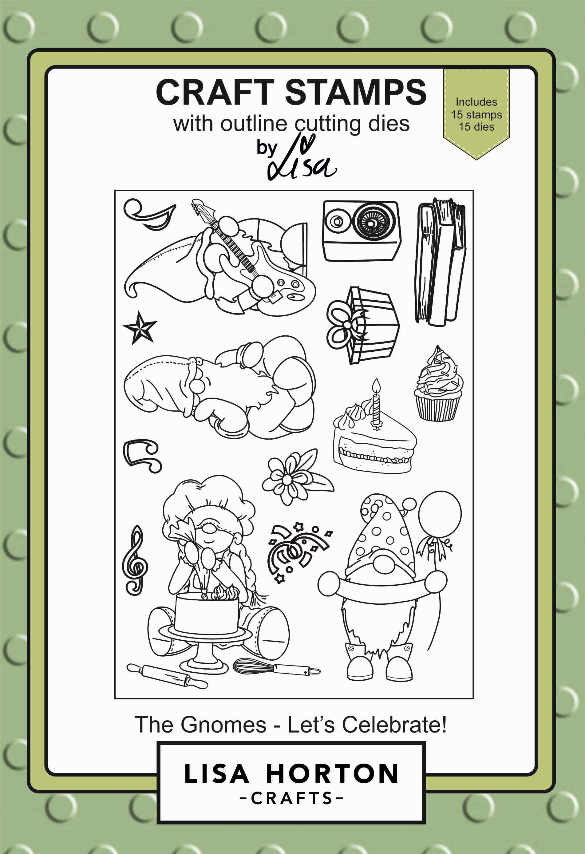 Lisa Horton Stamp and Die Set - The Gnomes - Let's Celebrate