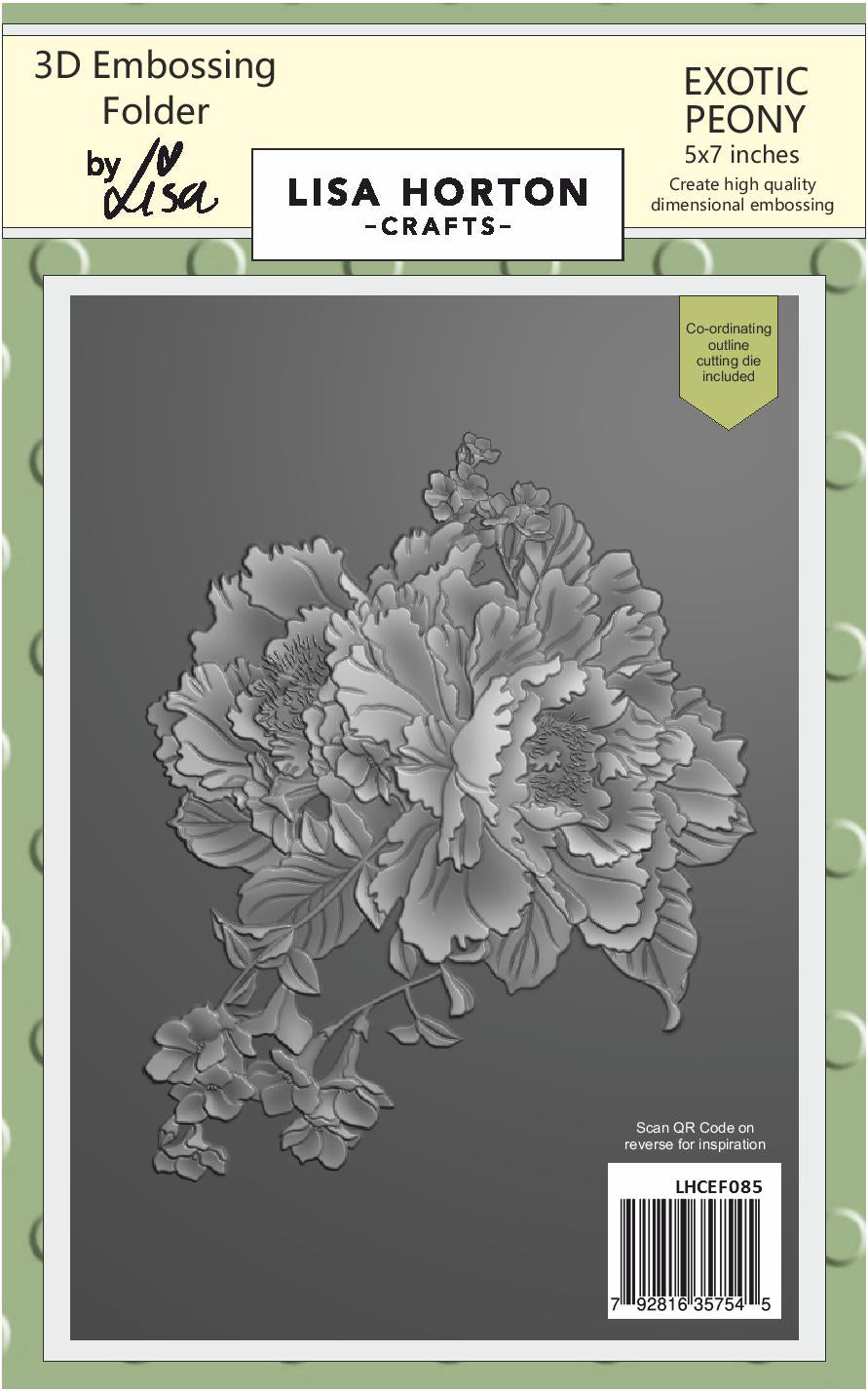 Lisa Horton Crafts Exotic Peony 5x7 3D Embossing Folder & Die