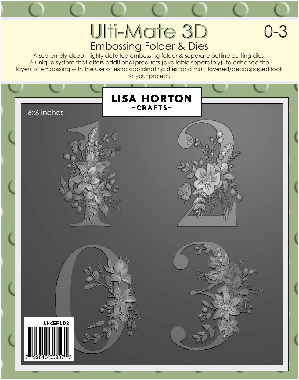 Lisa Horton Crafts Ulti-Mate 3D 6x6 3D Embossing Folder & Dies 0-3