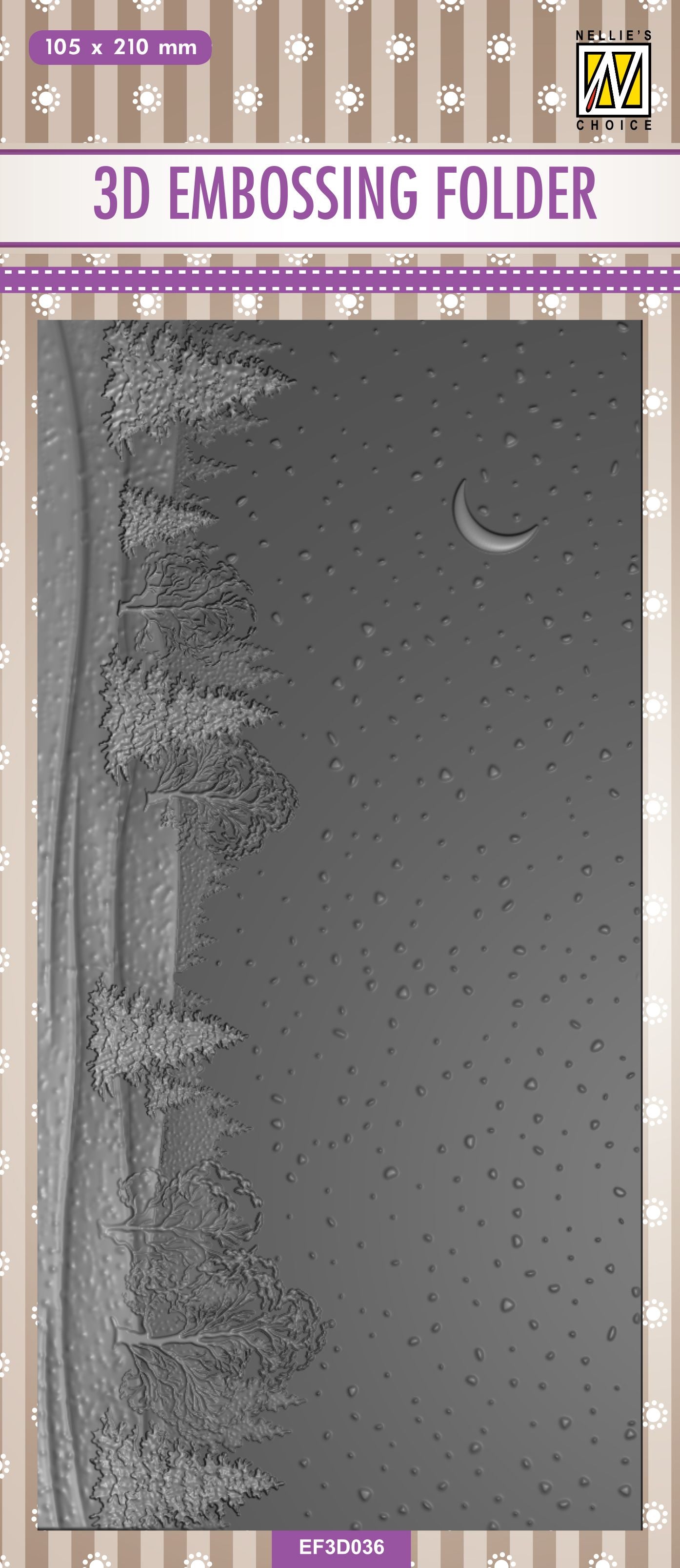 Nellie's Choice 3D Embossing Folder Slimline Size - Snowy Landscape