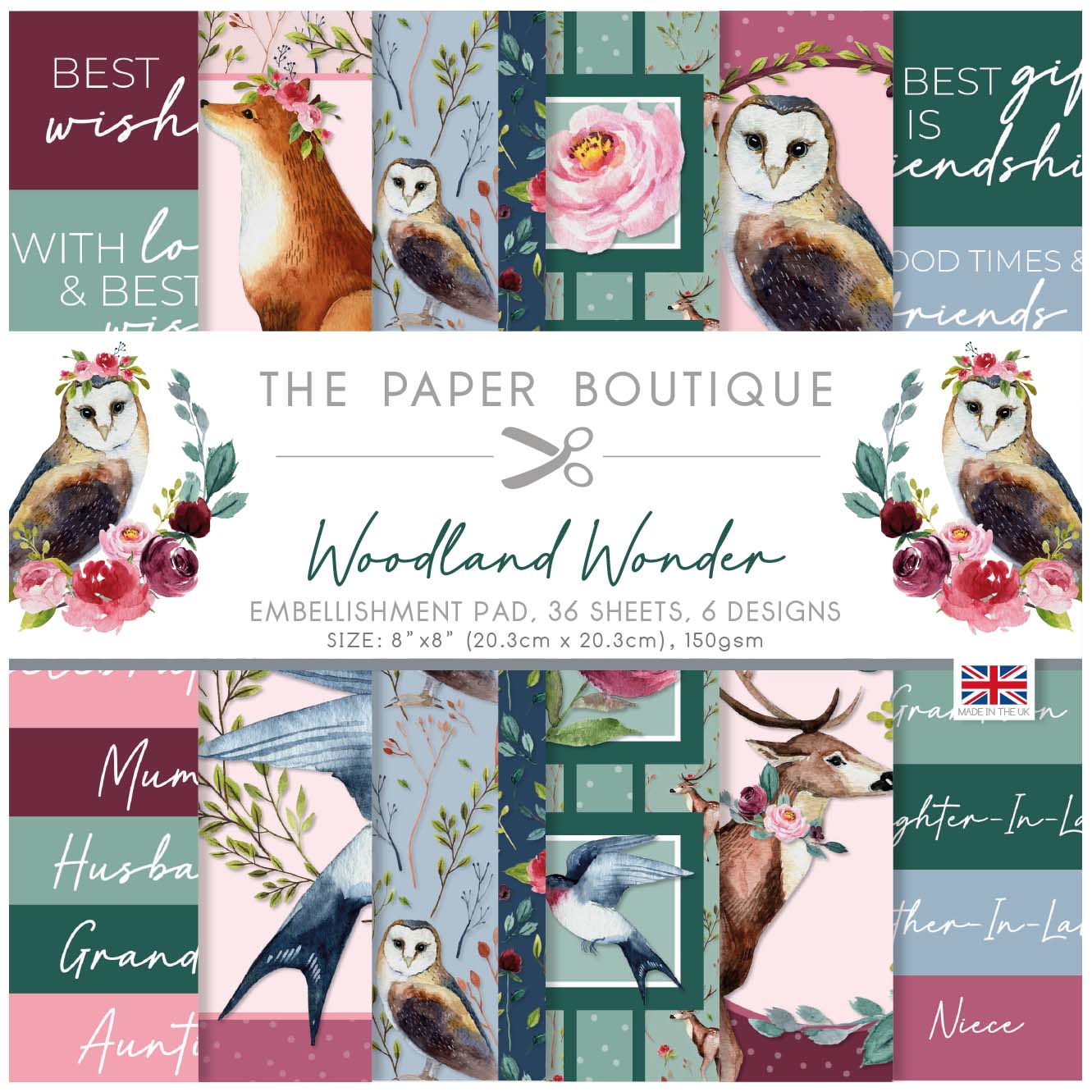 The Paper Boutique Woodland Wonder 8x8 Embellishments Pad
