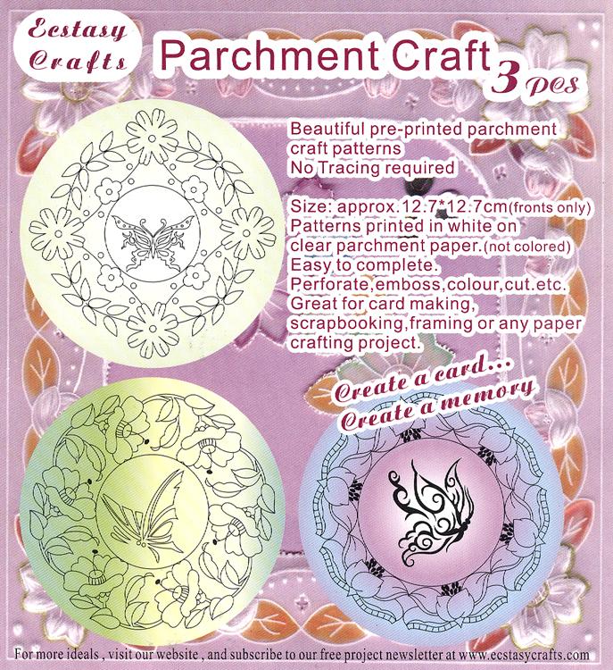 3 Parchment Patterns -Flowers & Butterflies