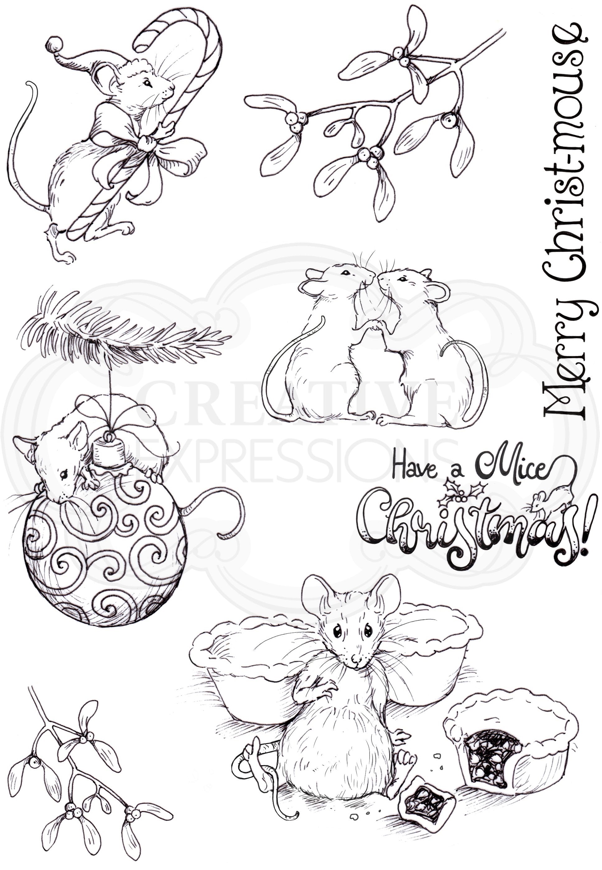 Merry Christ Mouse A5 Clear Stamp Set