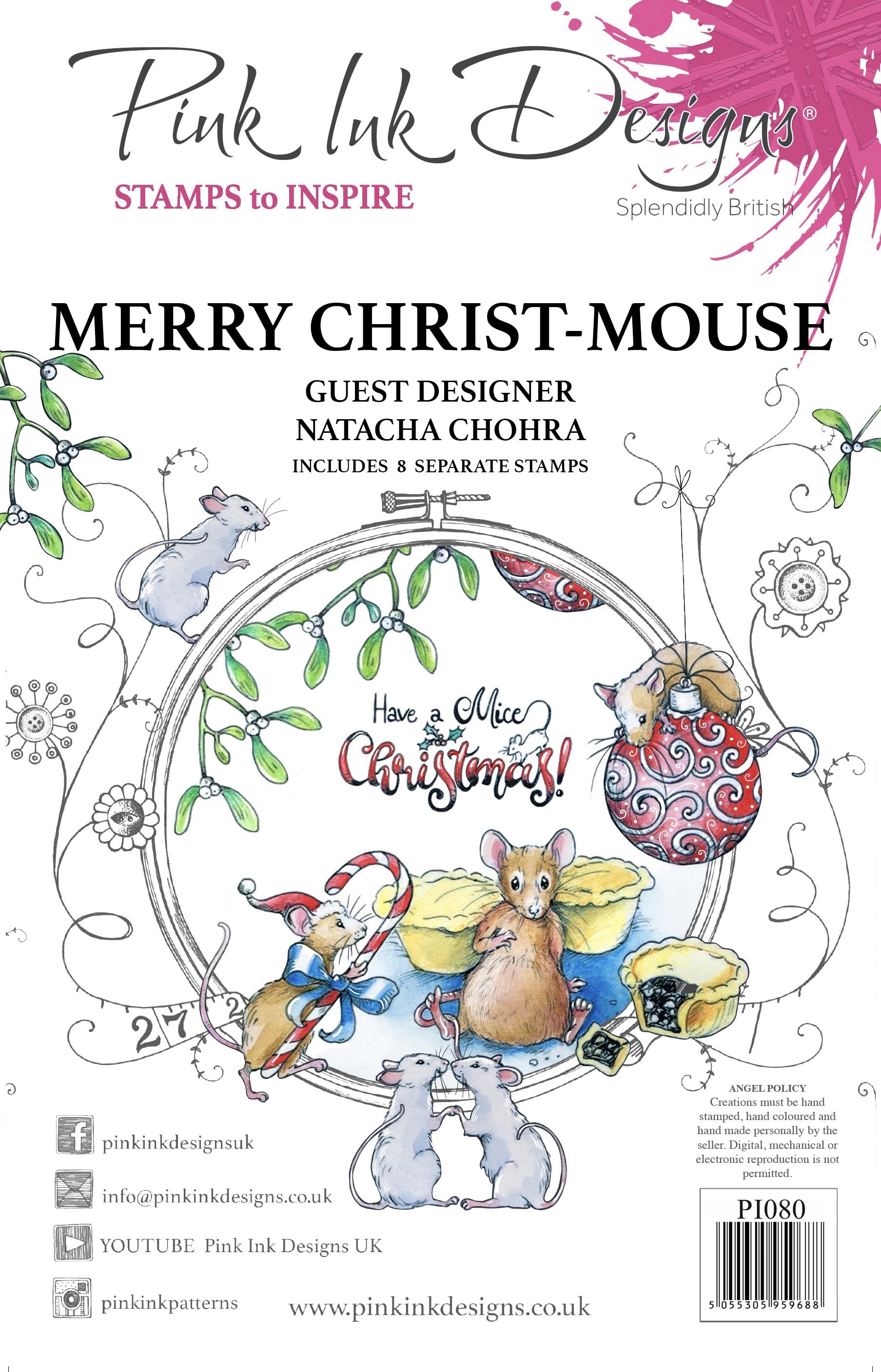 Merry Christ Mouse A5 Clear Stamp Set