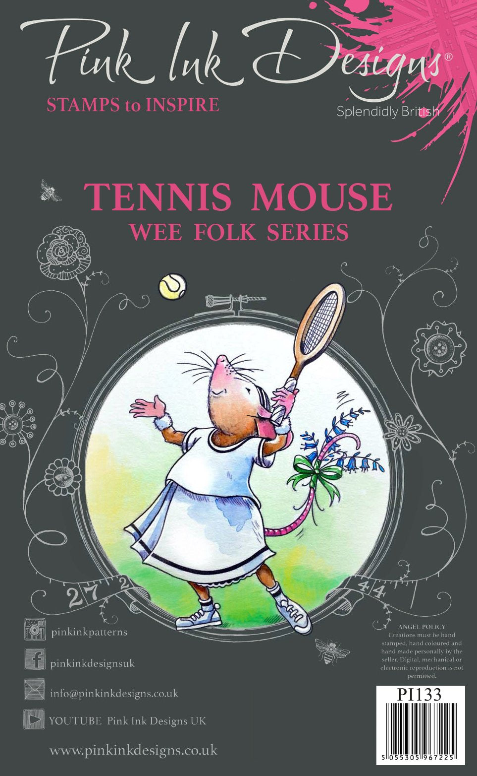Pink Ink Designs Tennis Mouse A7 Clear Stamp