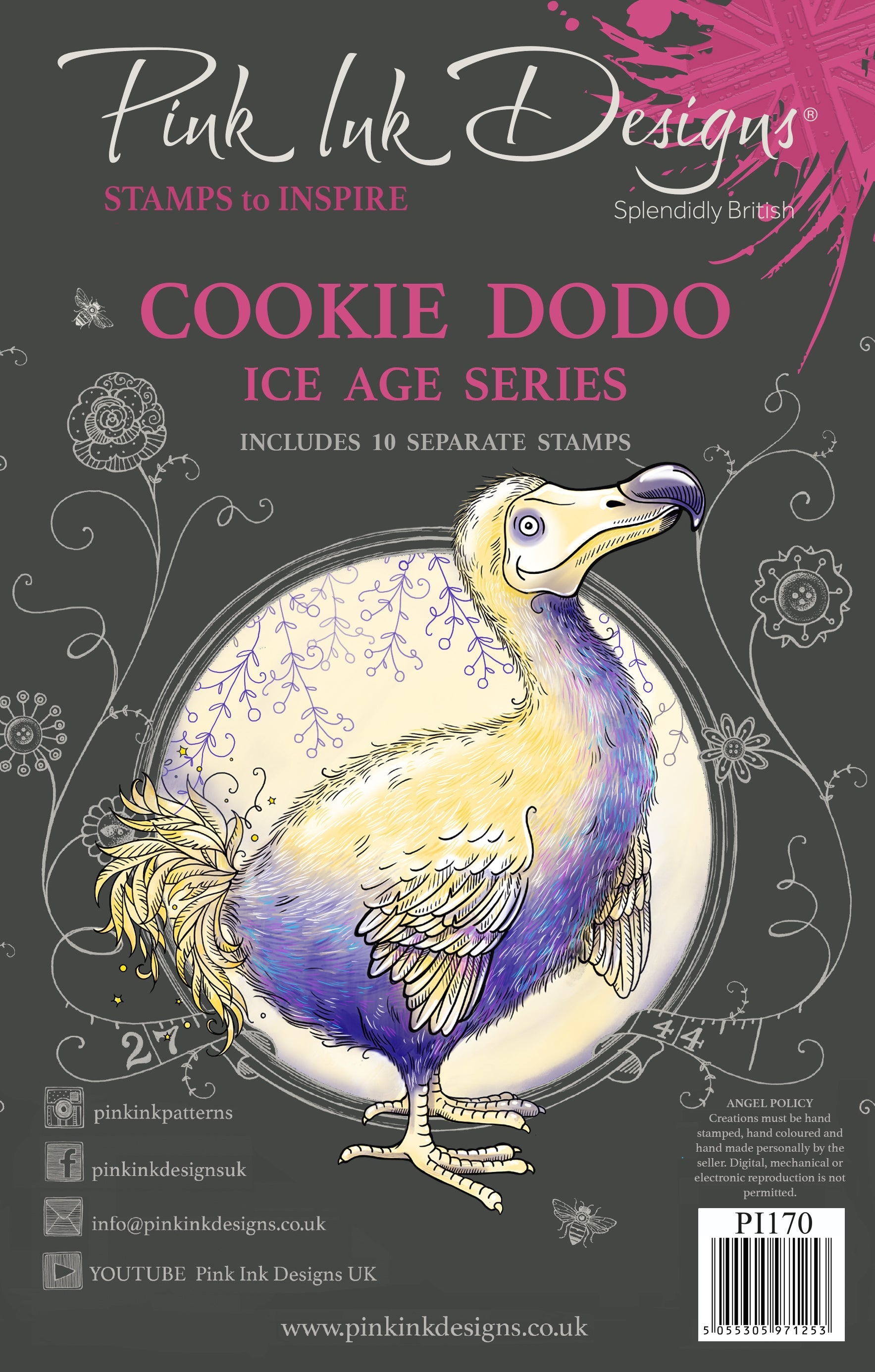 Pink Ink Designs Cookie Dodo 6 in x 8 in Clear Stamp Set