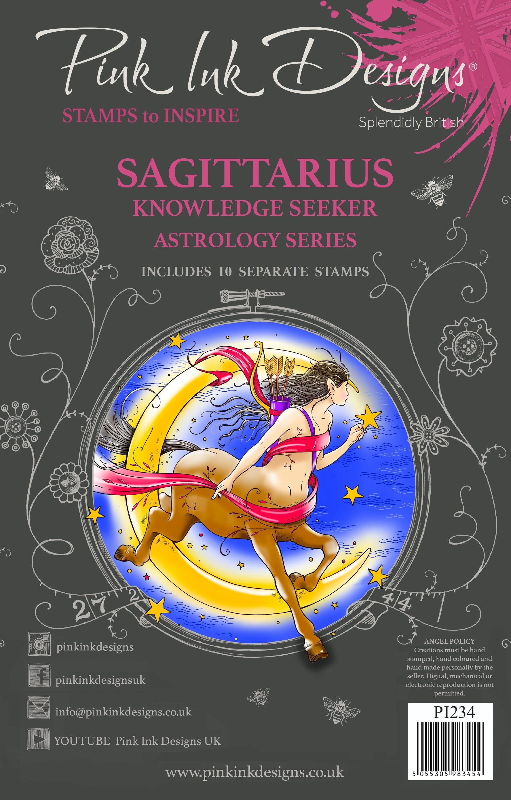 Pink Ink Designs Sagittarius 6 in x 8 in Clear Stamp Set
