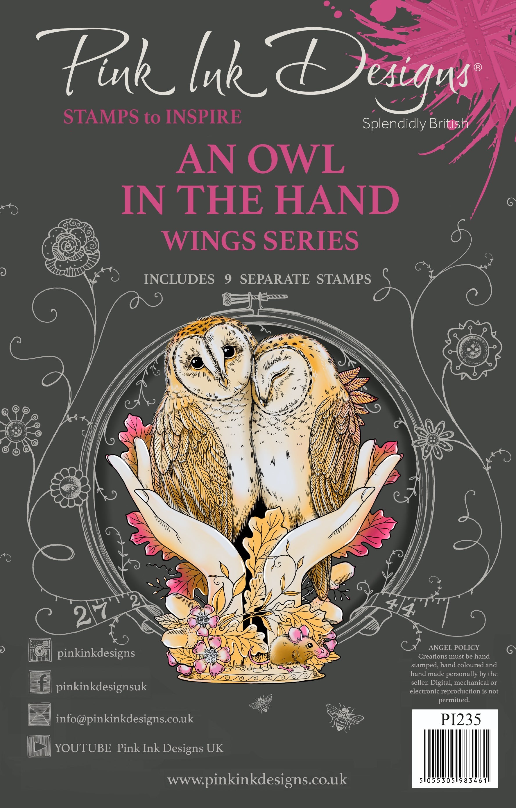 Pink Ink Designs An Owl In The Hand 6 in x 8 in Clear Stamp Set