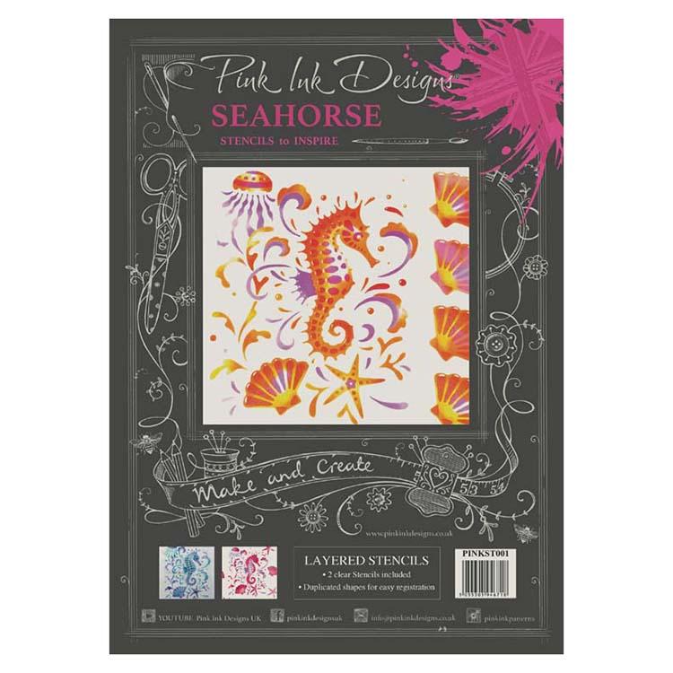 Pink Ink Layered Stencils Seahorse