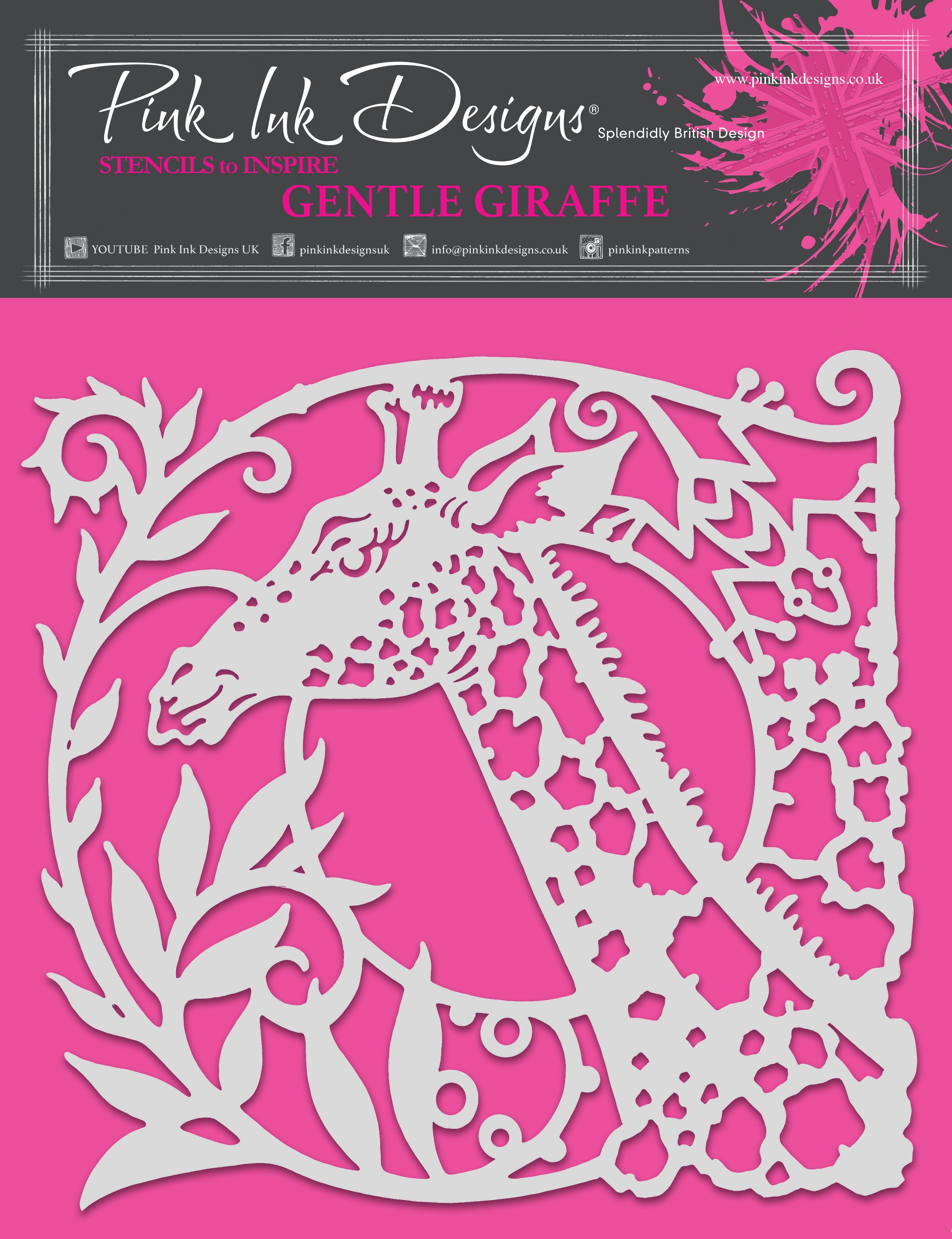Pink Ink Designs Gentle Giraffe 8 in x 8 in Stencil