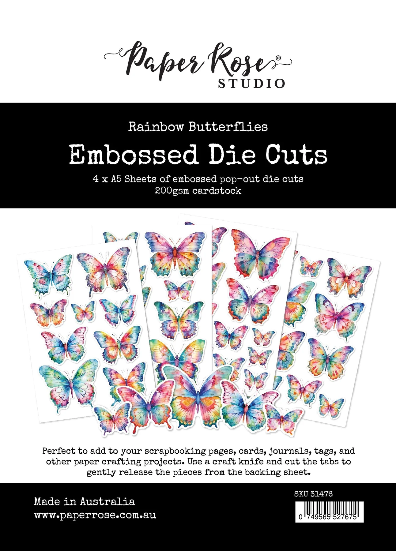 Rainbow Garden Butterflies Embossed Die Cuts 31476
