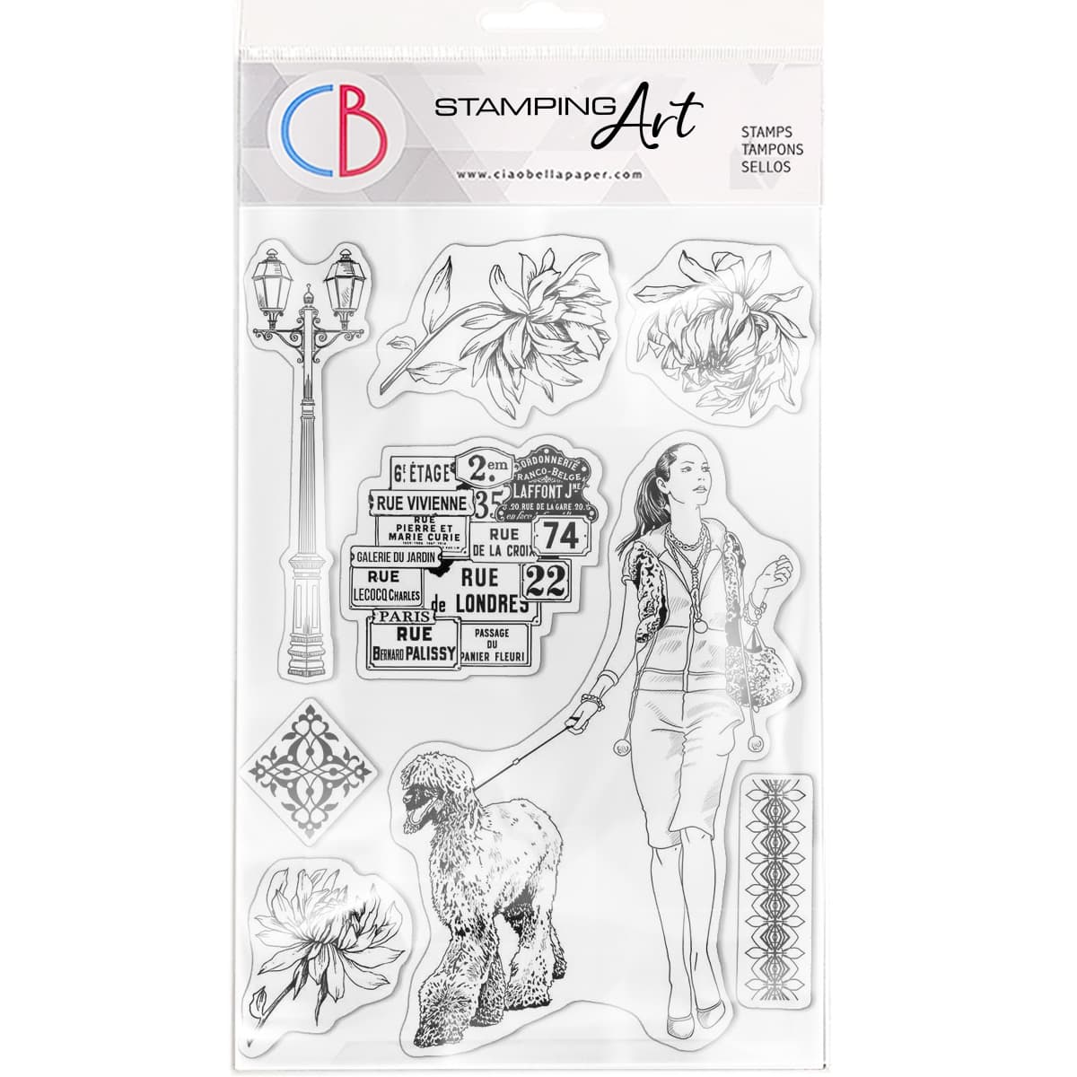 Ciao Bella Clear Stamp Set 6"x8" Walk In Paris