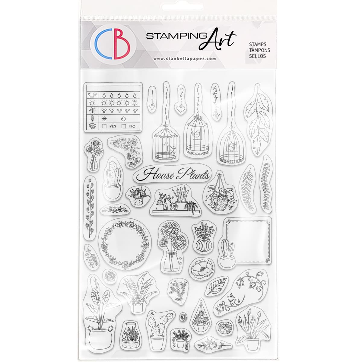 Ciao Bella Clear Stamp Set 6"x8" BuJo House Plants