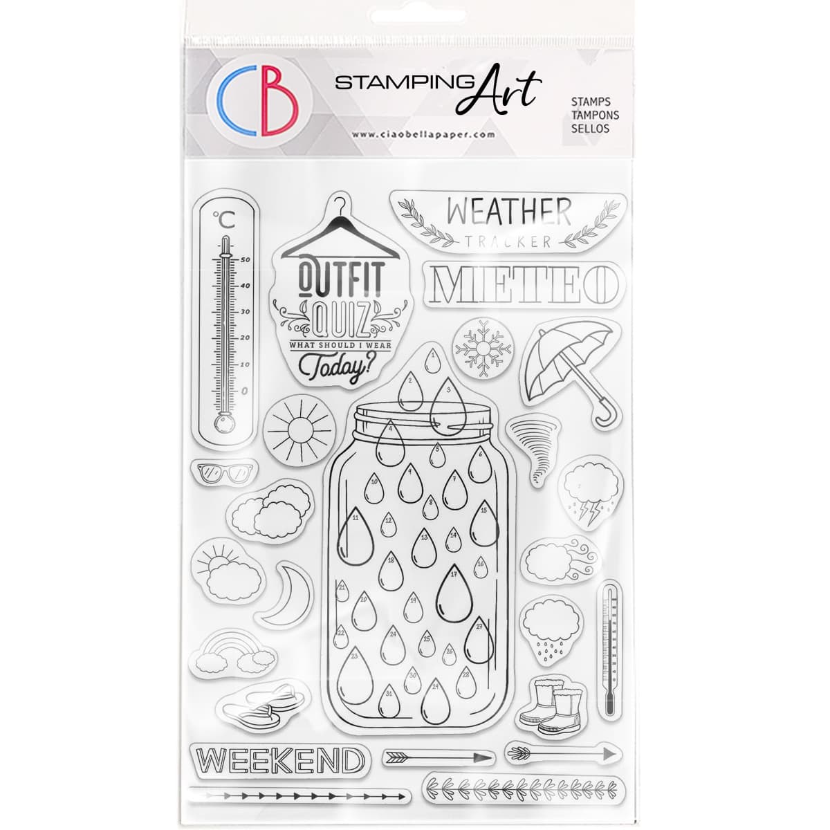 Ciao Bella Clear Stamp Set 6"x8" BuJo Weather