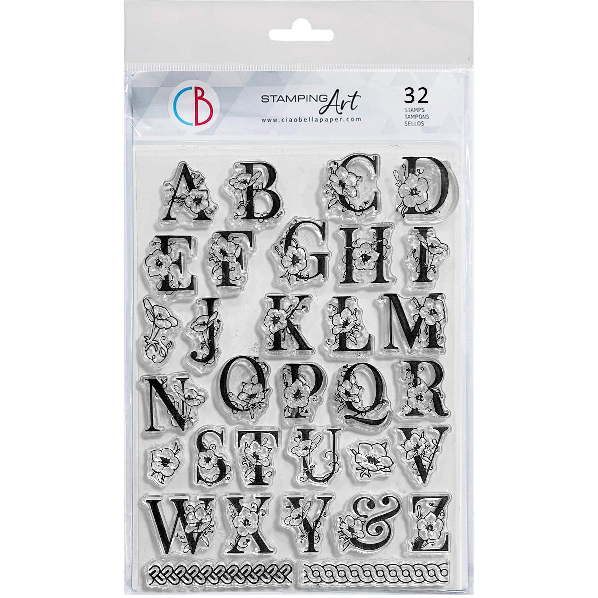 Ciao Bella Clear Stamp Set 6"x8" Floral Alphabet