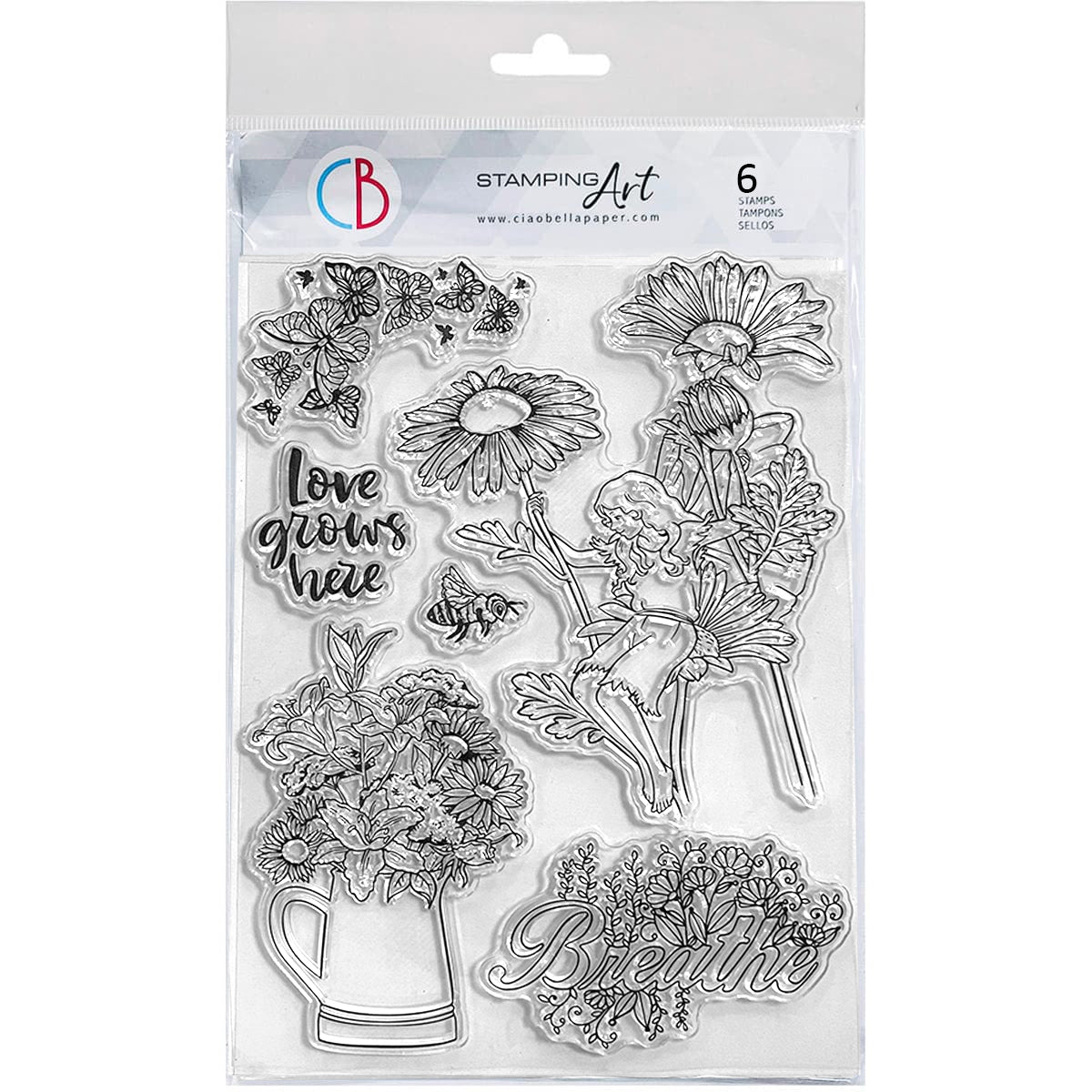 Ciao Bella Clear Stamp Set 6"x8" Flowers Fairy