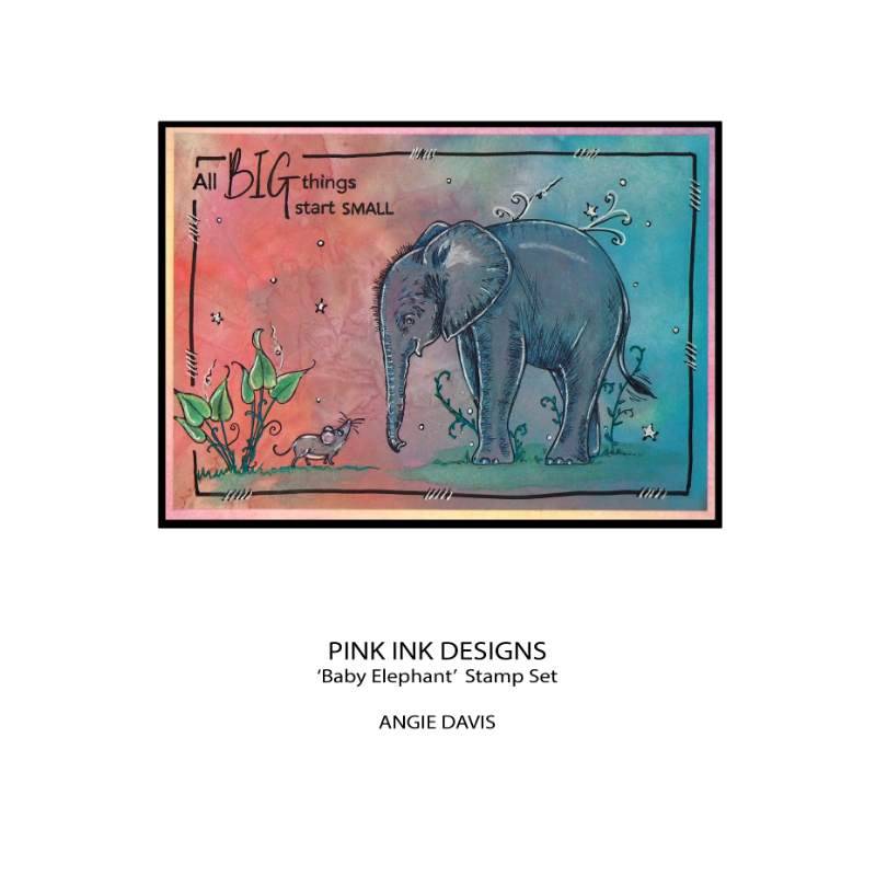 Pink Ink Designs Baby Elephant 6 in x 8 in Clear Stamp Set