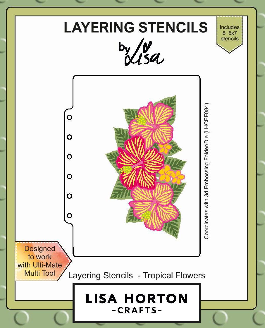 5x7 Tropical Flowers Layering Stencils