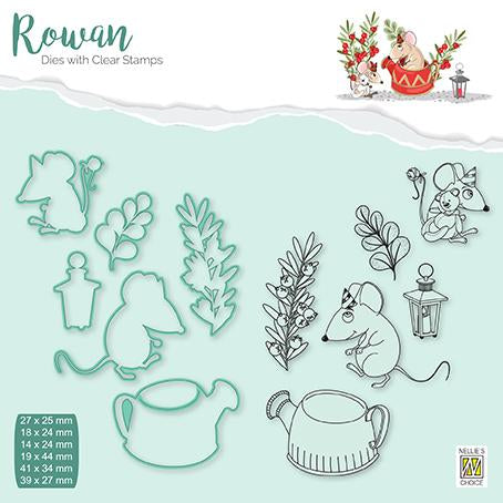 Rowan Dies with Clear Stamps Christmas Mouse 2 Coffee Pot