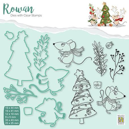 Rowan Dies with Clear Stamps Christmas Mouse 3 Christmas Tree