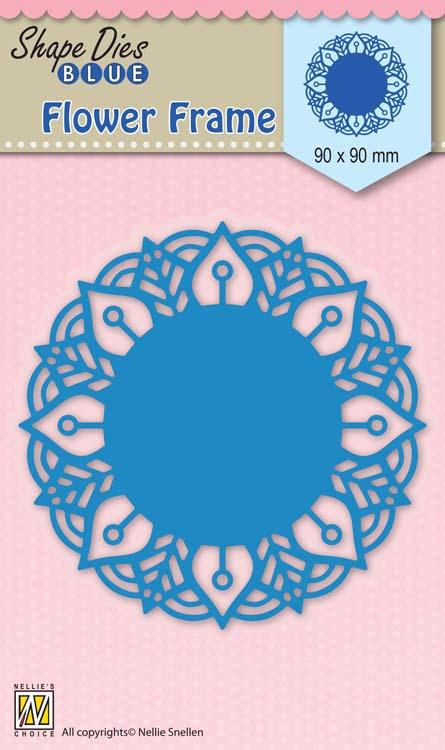 Nellie's Choice - Shape Die Blue Round Lace-Flower Frame