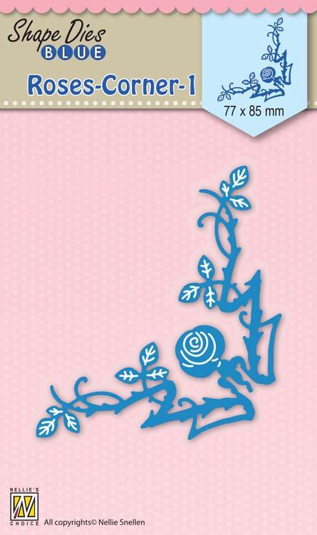 Nellie's Choice - Shape Die Blue Roses Corner 1