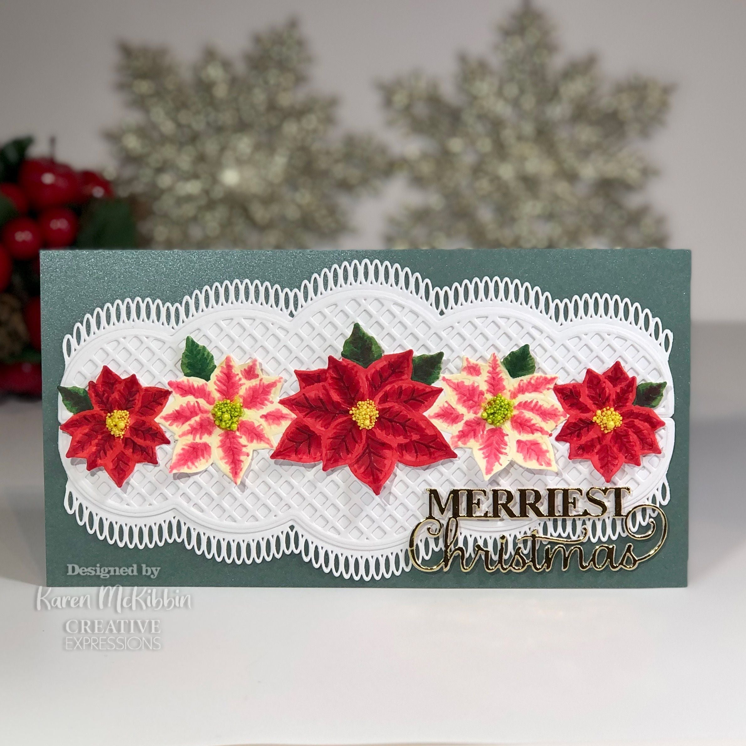 Creative Expressions Sue Wilson Festive Poinsettia Scalloped Border Craft Die